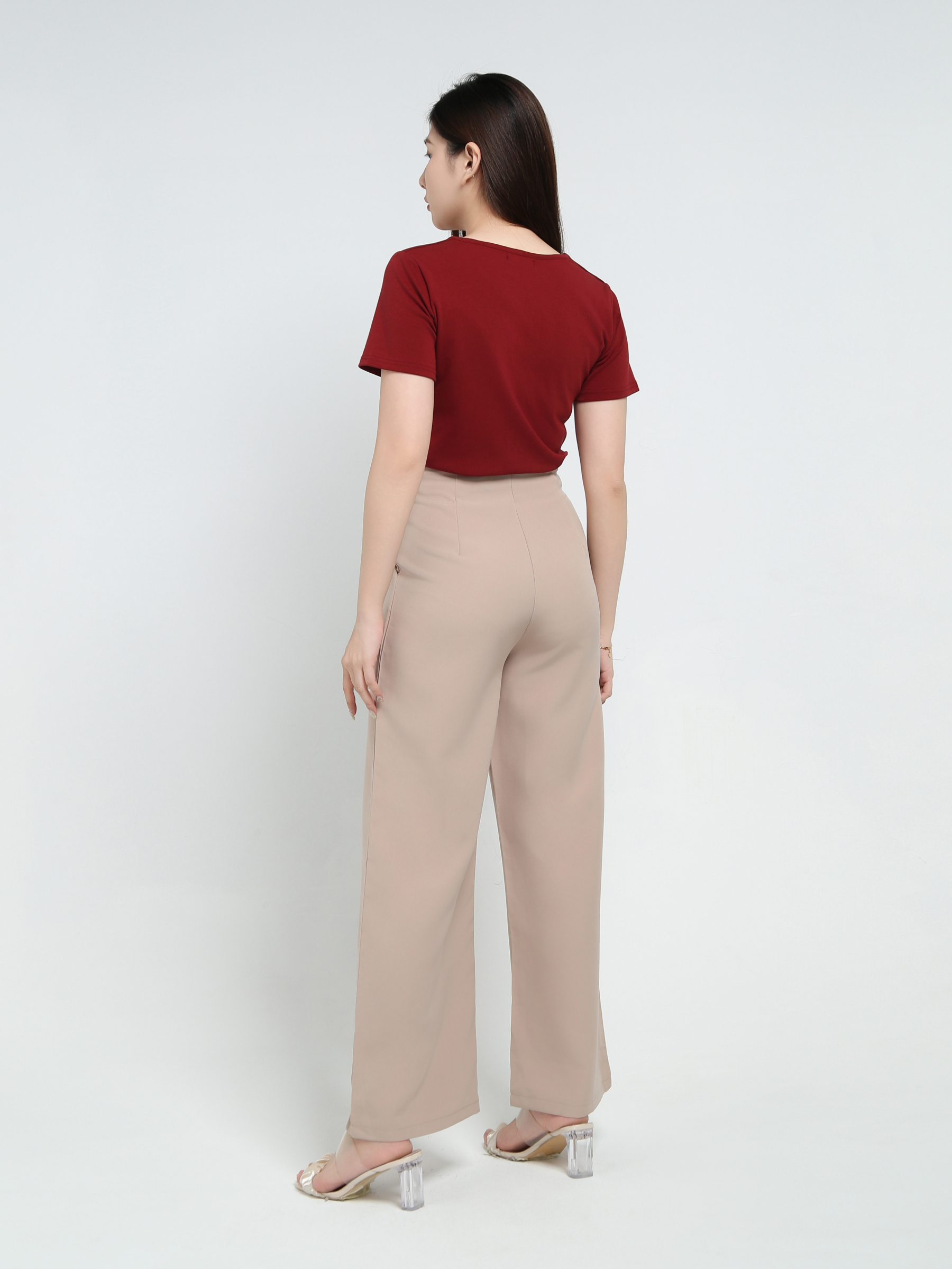 High Waist Front Zip Long Pants 34235