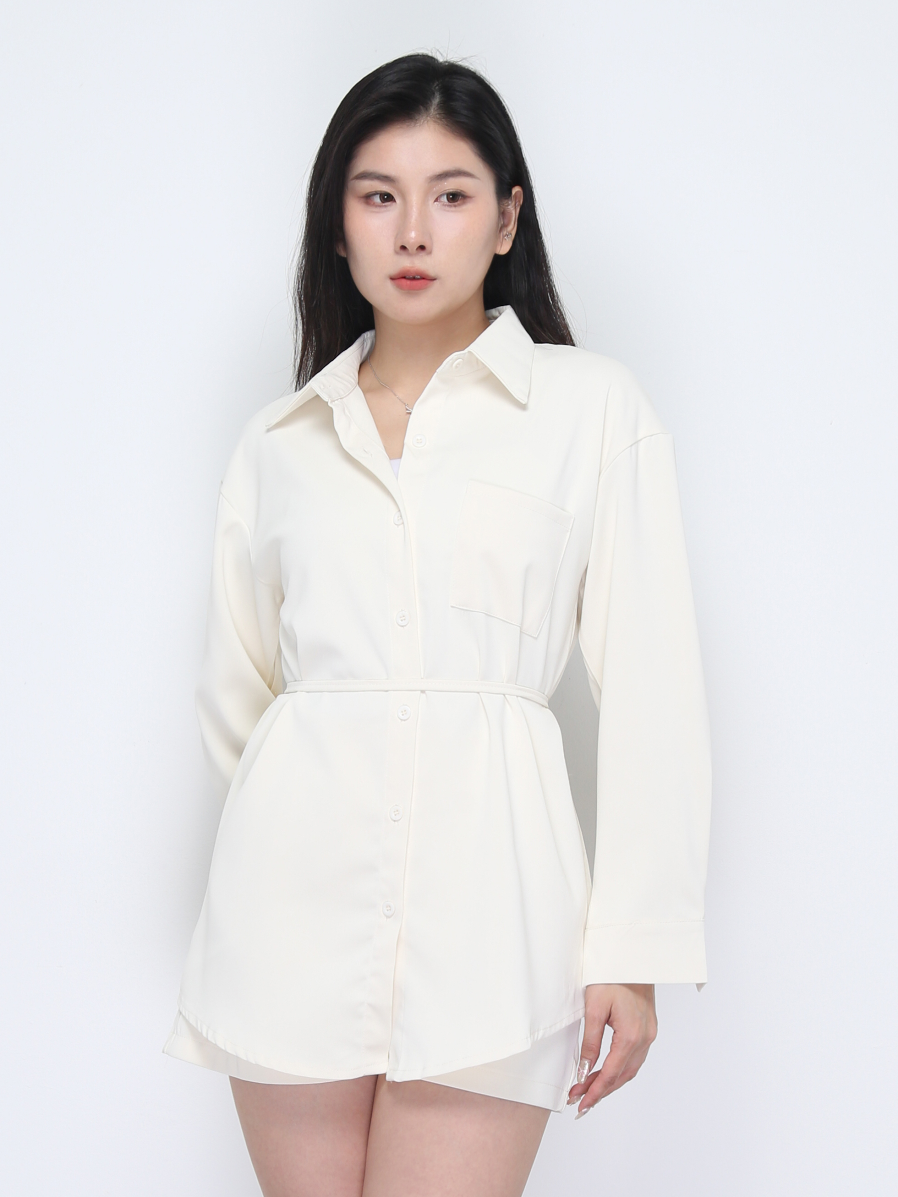 Long Sleeve Front Button Top With Short Pant Set 37105