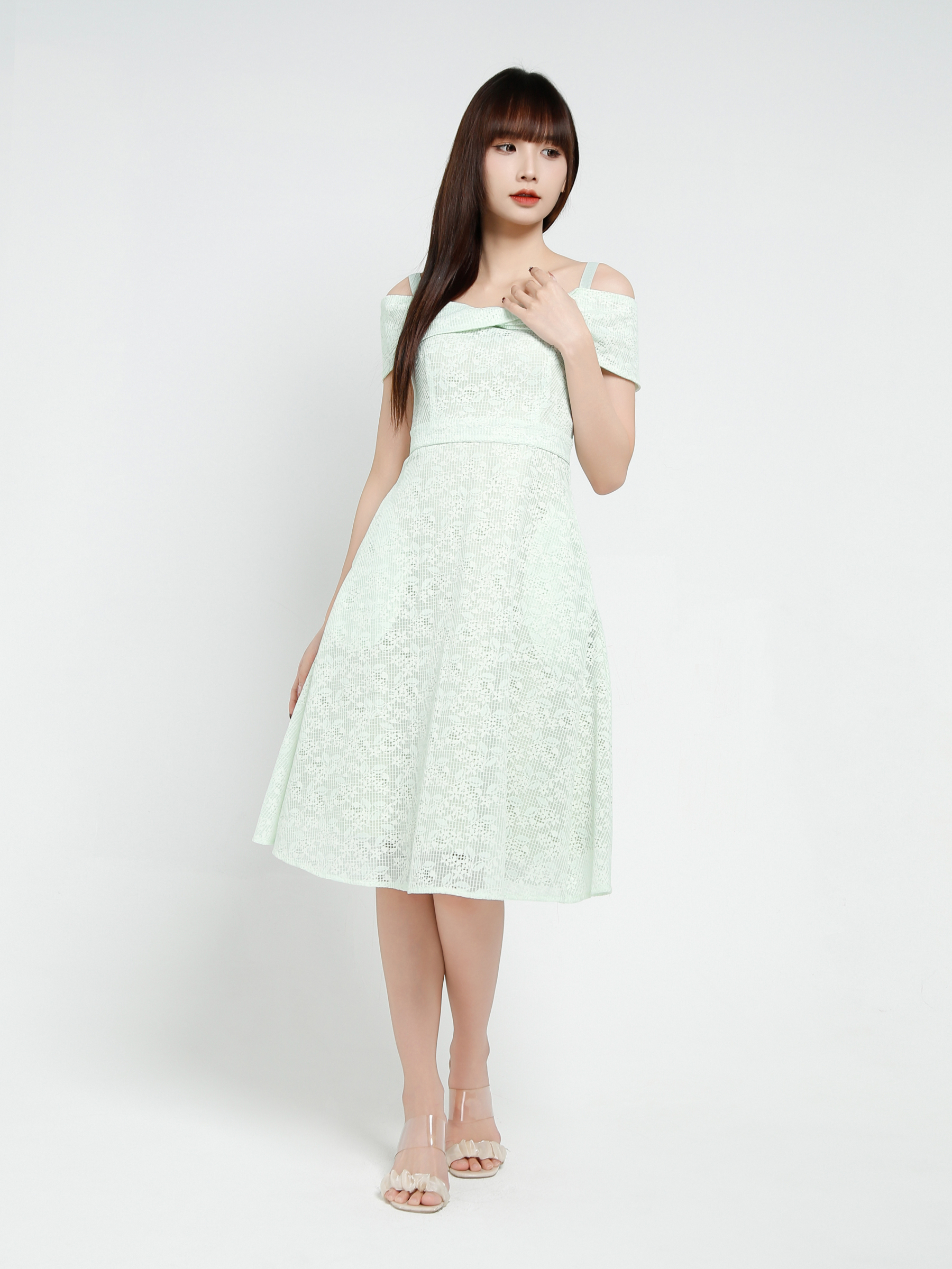 Off Shoulder Back Zip Dress 37146
