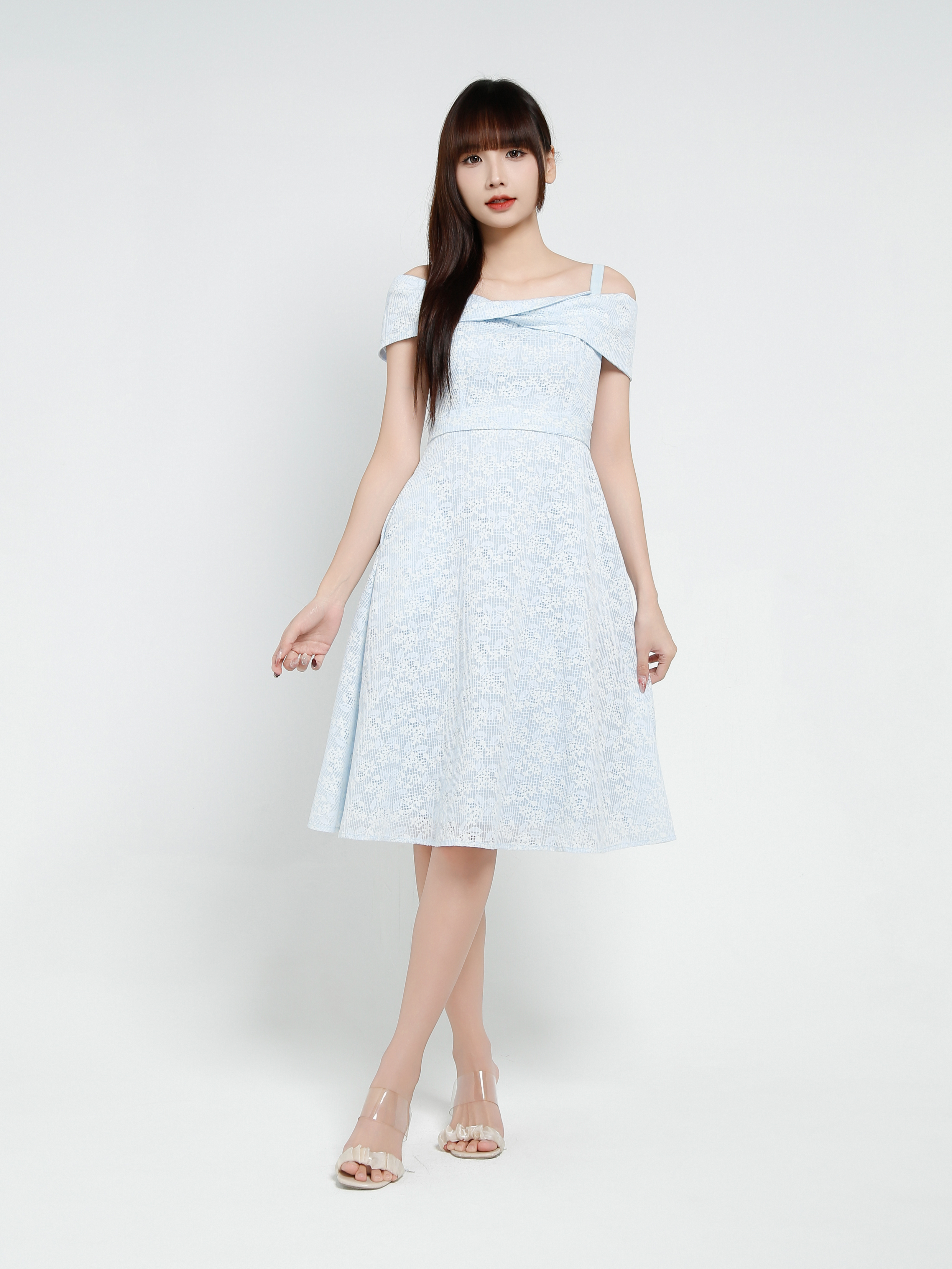 Off Shoulder Back Zip Dress 37146