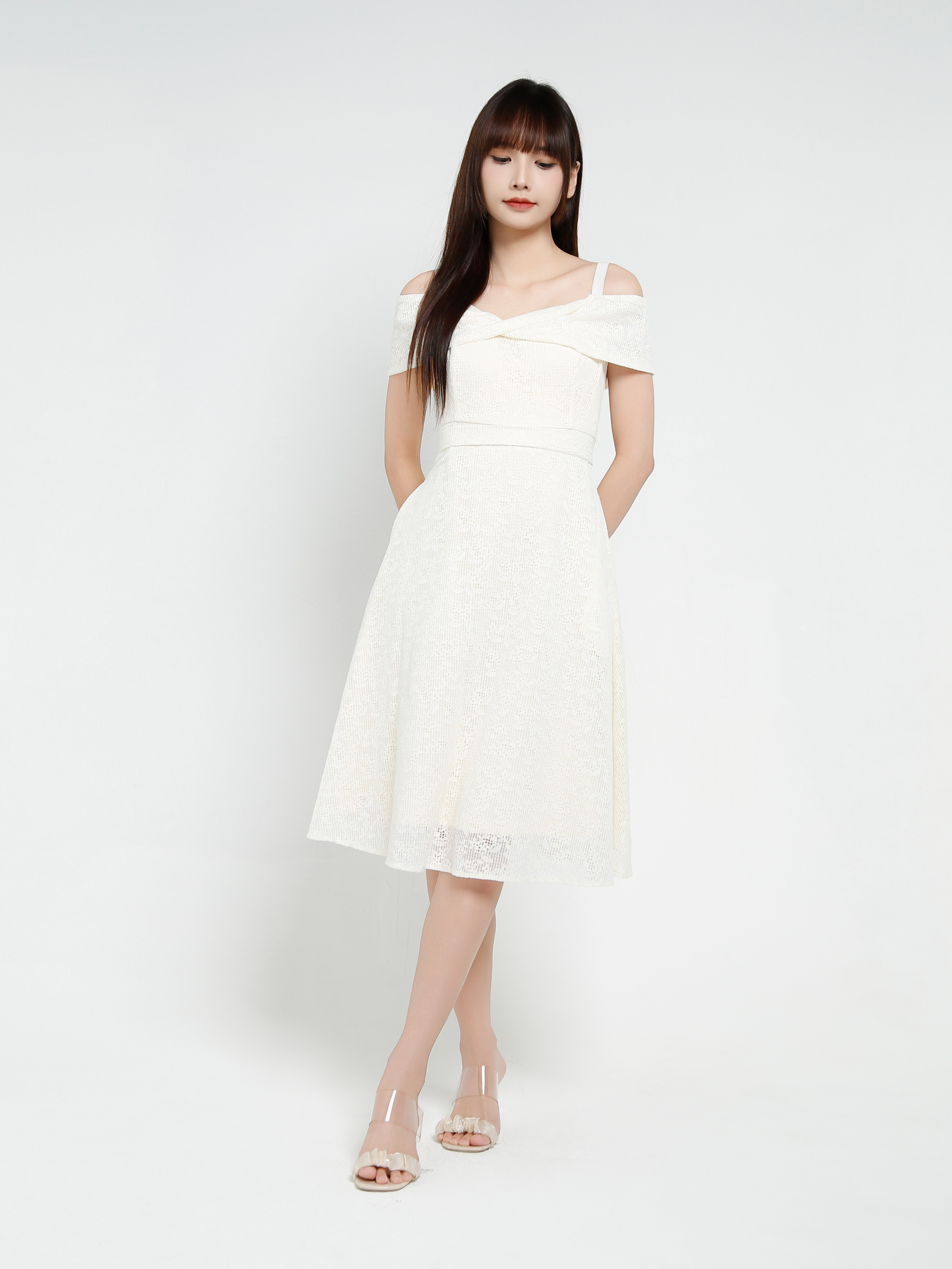 Off Shoulder Back Zip Dress 37146