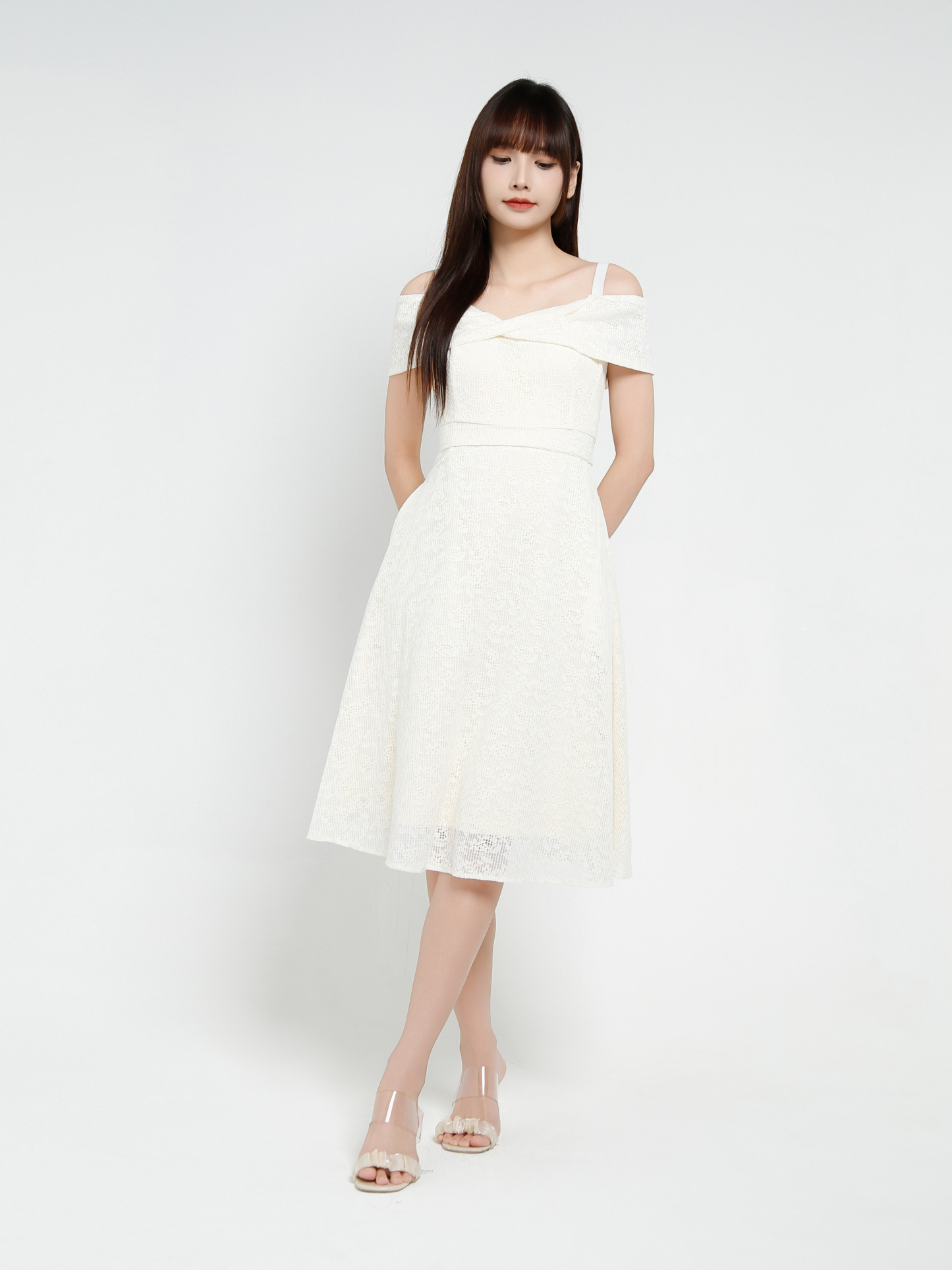 Off Shoulder Back Zip Dress 37146