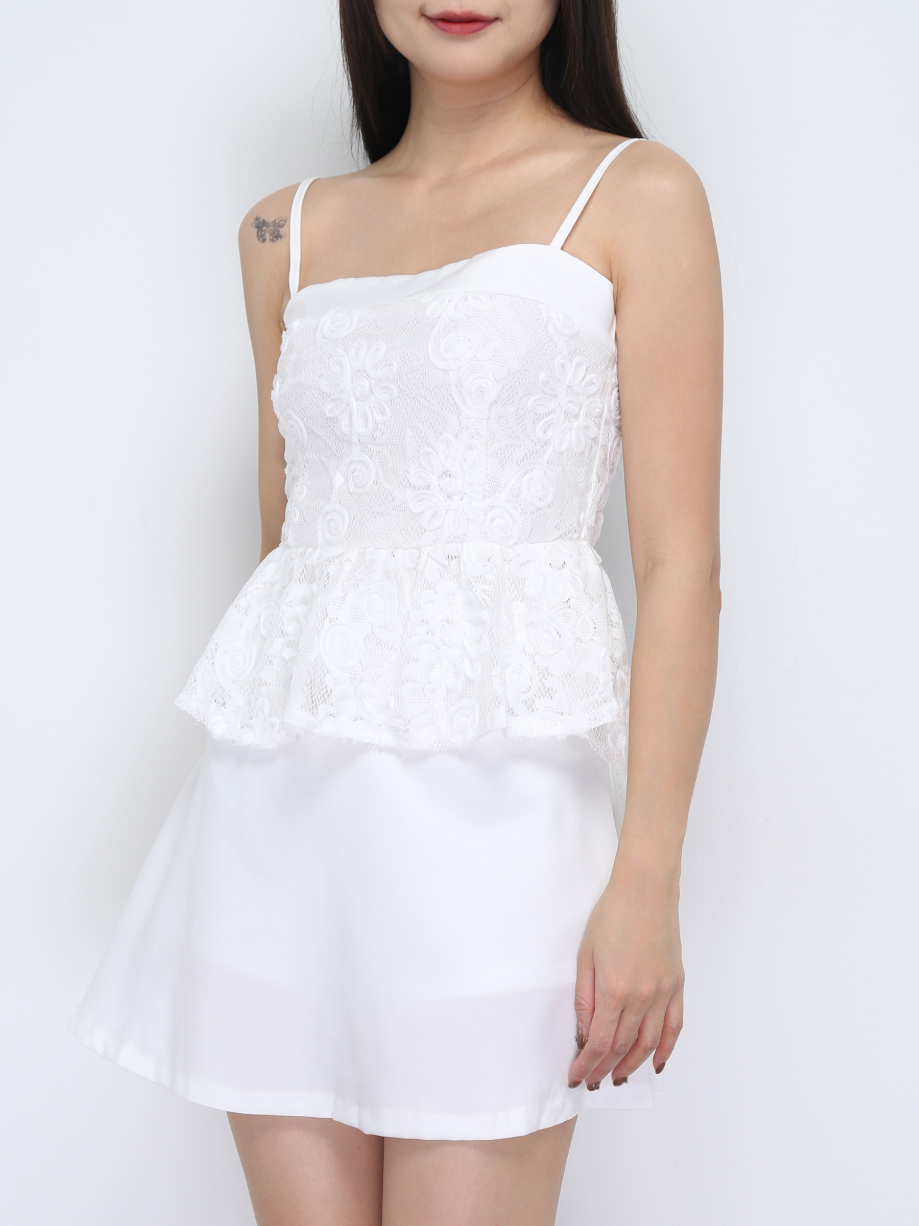 Lace Singlet Top With Skirt Pant Set 37172