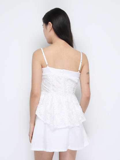 Lace Singlet Top With Skirt Pant Set 37172