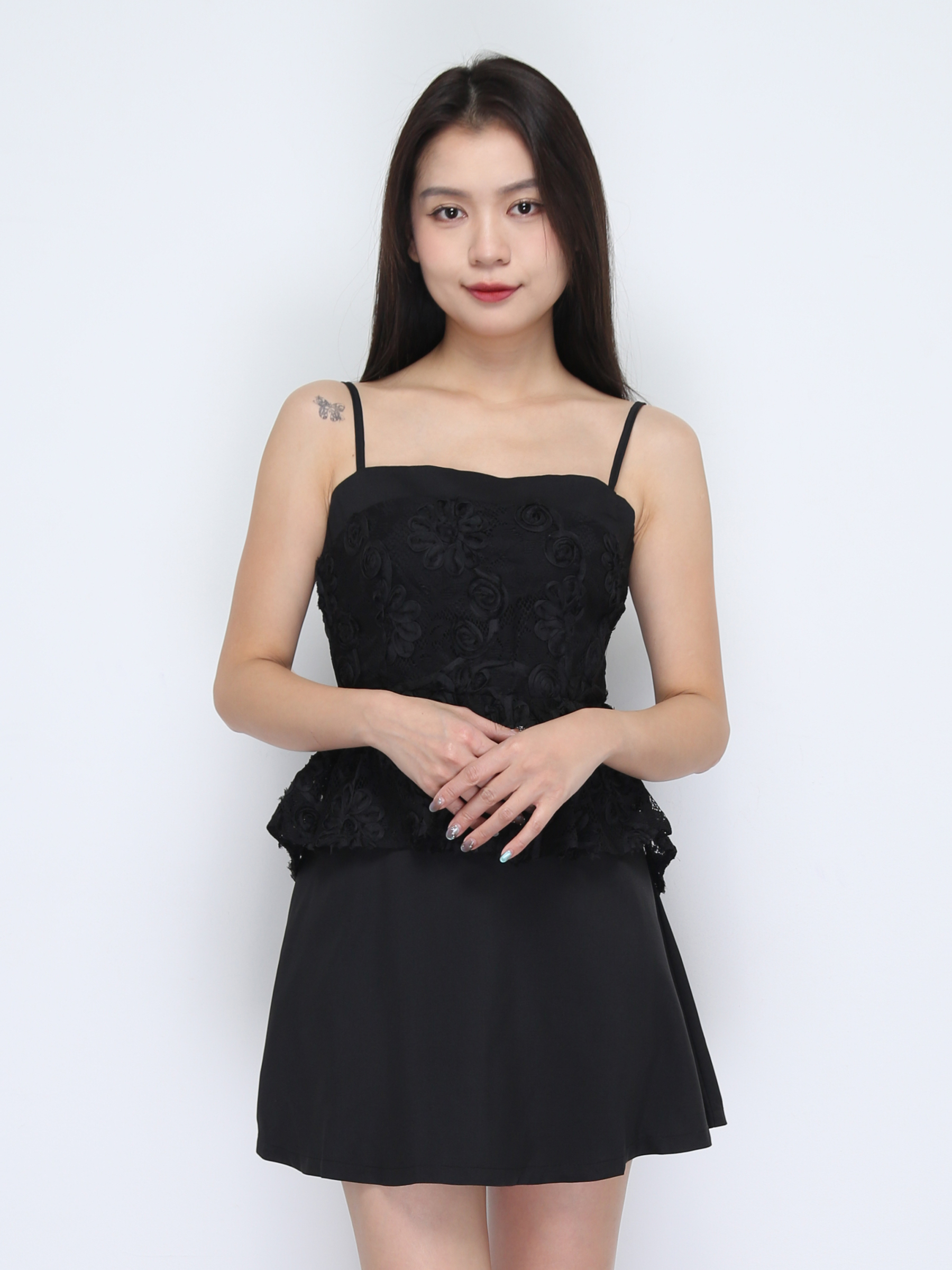 Lace Singlet Top With Skirt Pant Set 37172