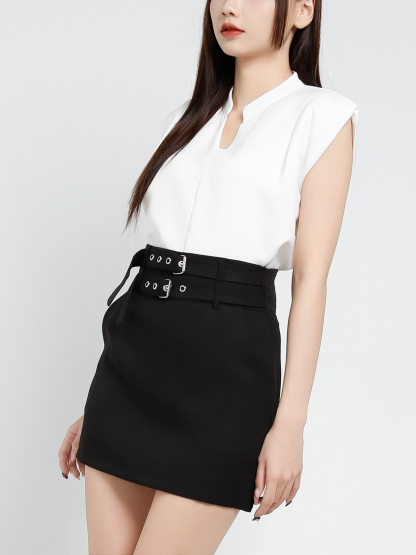 Sleeveless Top With Skirt Pant Set 37181