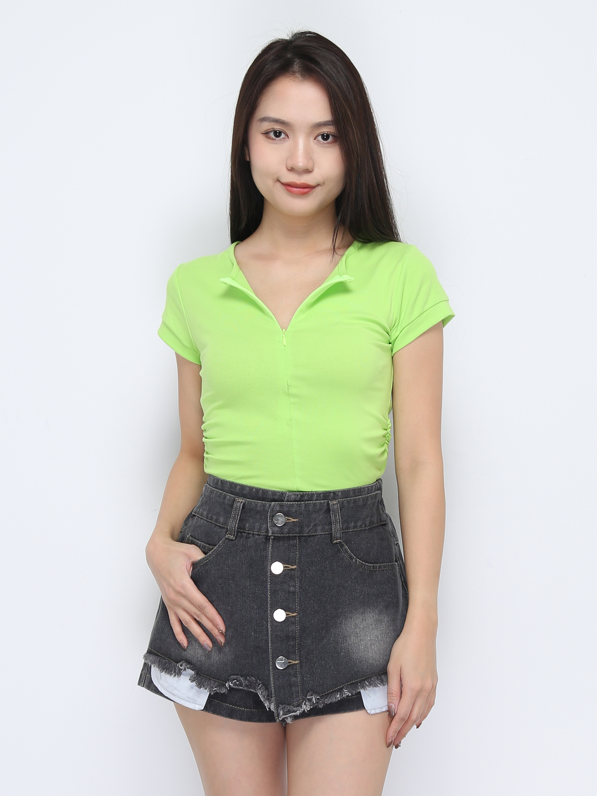 Short Sleeve Front Zip Top 37194
