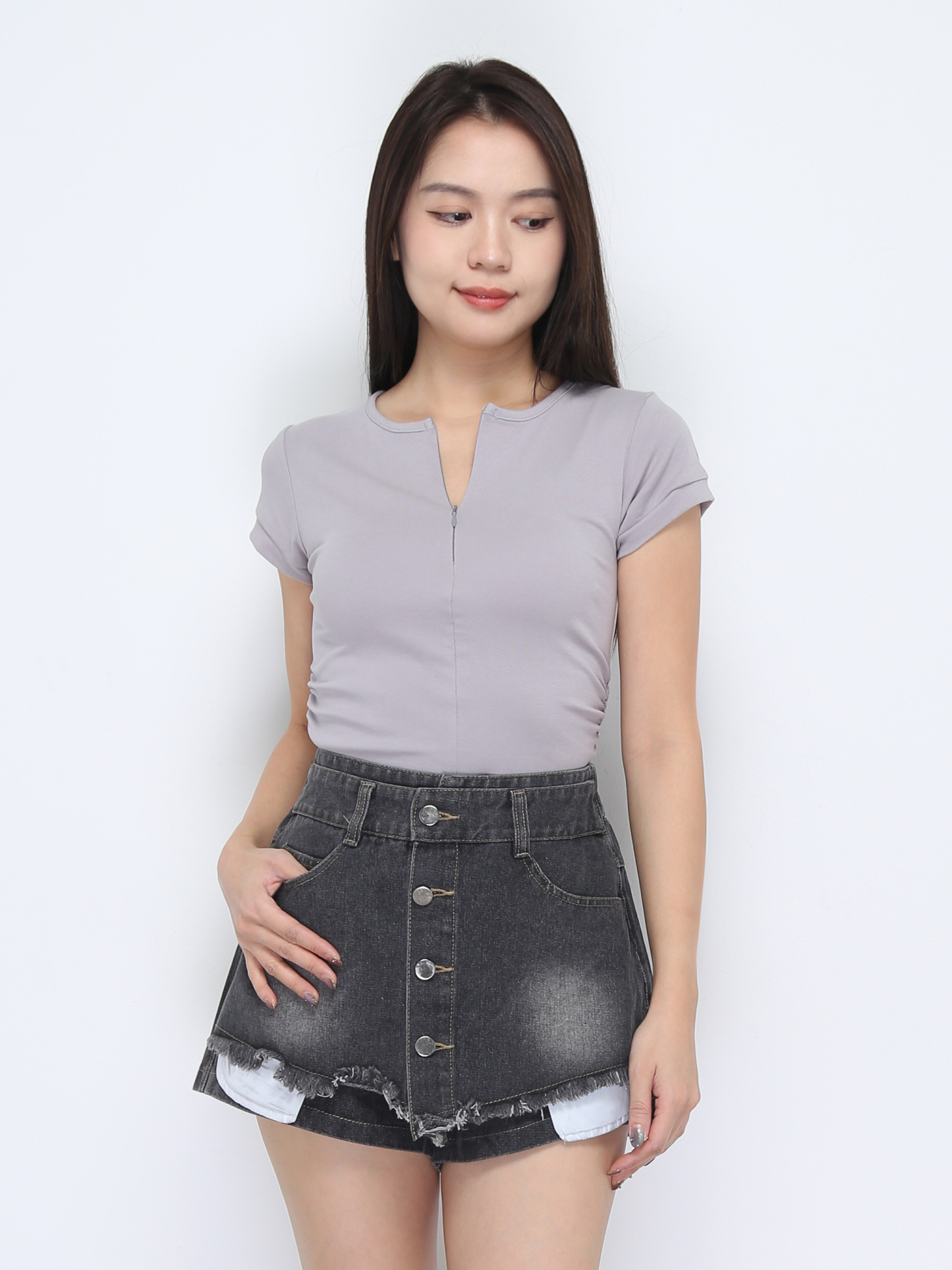 Short Sleeve Front Zip Top 37194