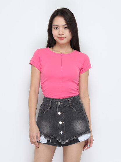 Short Sleeve Front Zip Top 37194