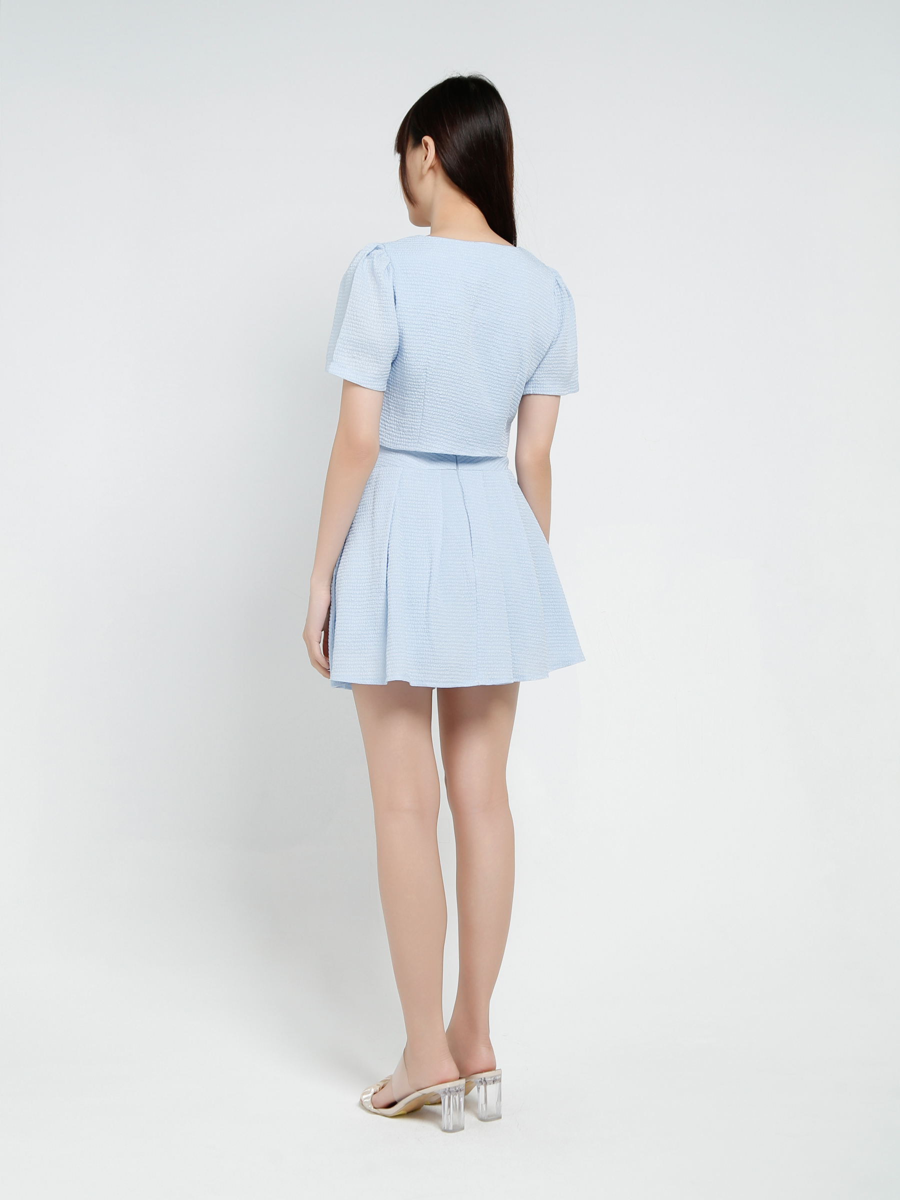 Short Sleeve Top With Skirt Pant Set 37210