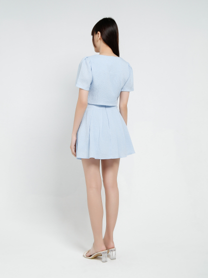 Short Sleeve Top With Skirt Pant Set 37210