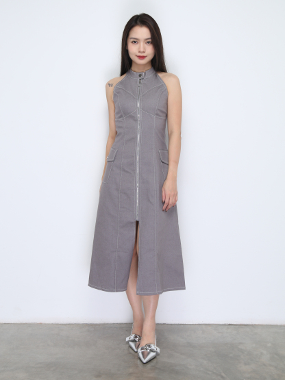 Sleeveless Front Zip Dress 37211