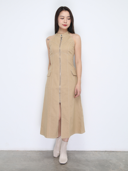 Sleeveless Front Zip Dress 37211