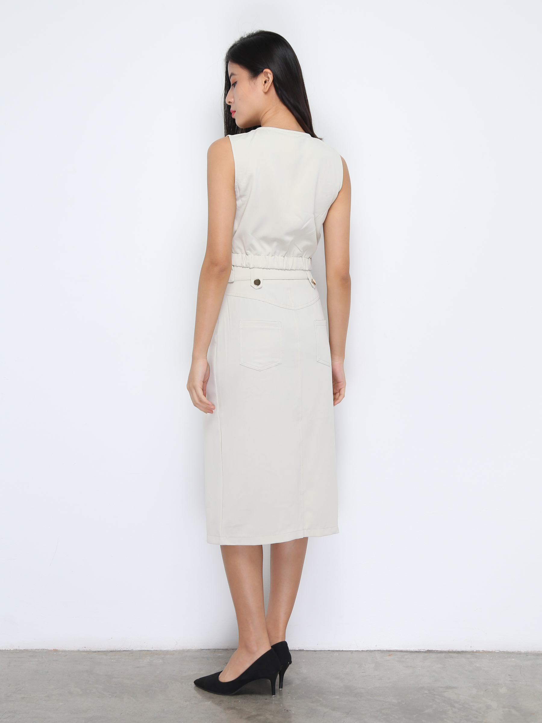 Sleeveless Top With Long Skirt With Belt Set 37214