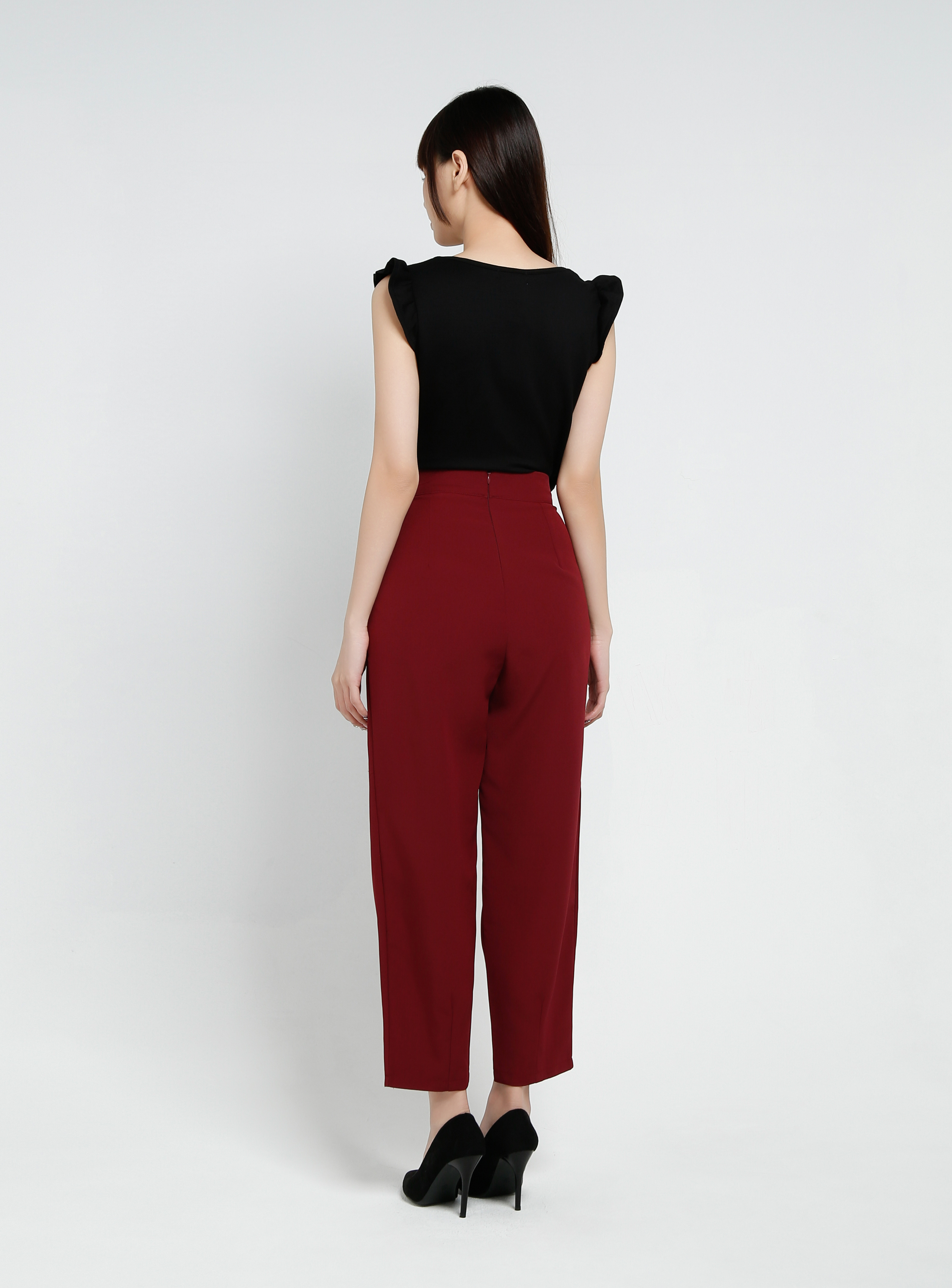 High Waist Side Pocket Long Pants 34241