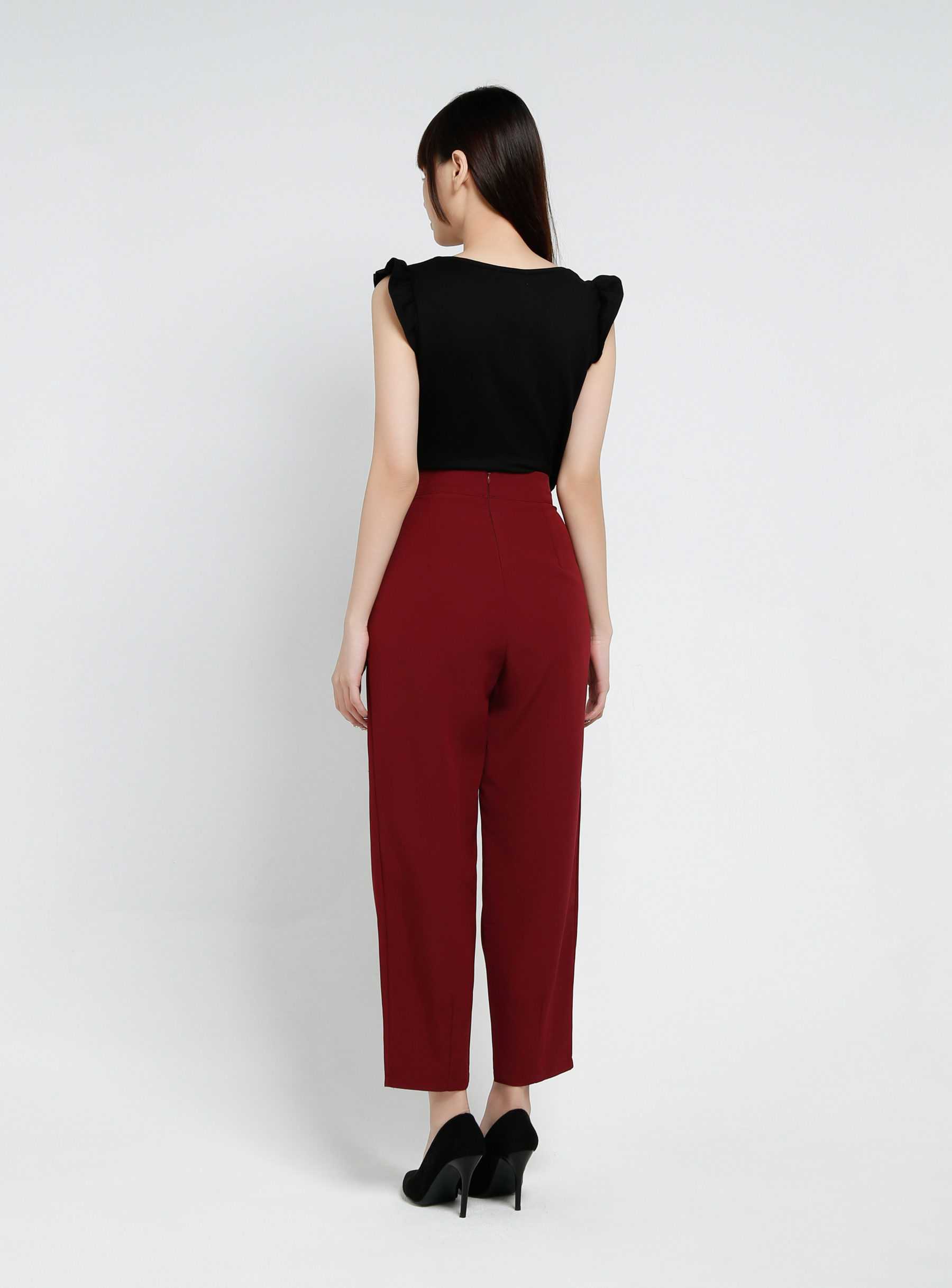 High Waist Side Pocket Long Pants 34241