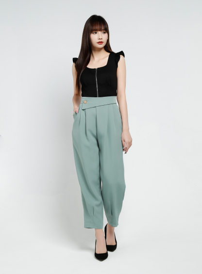 High Waist Side Pocket Long Pants 34241