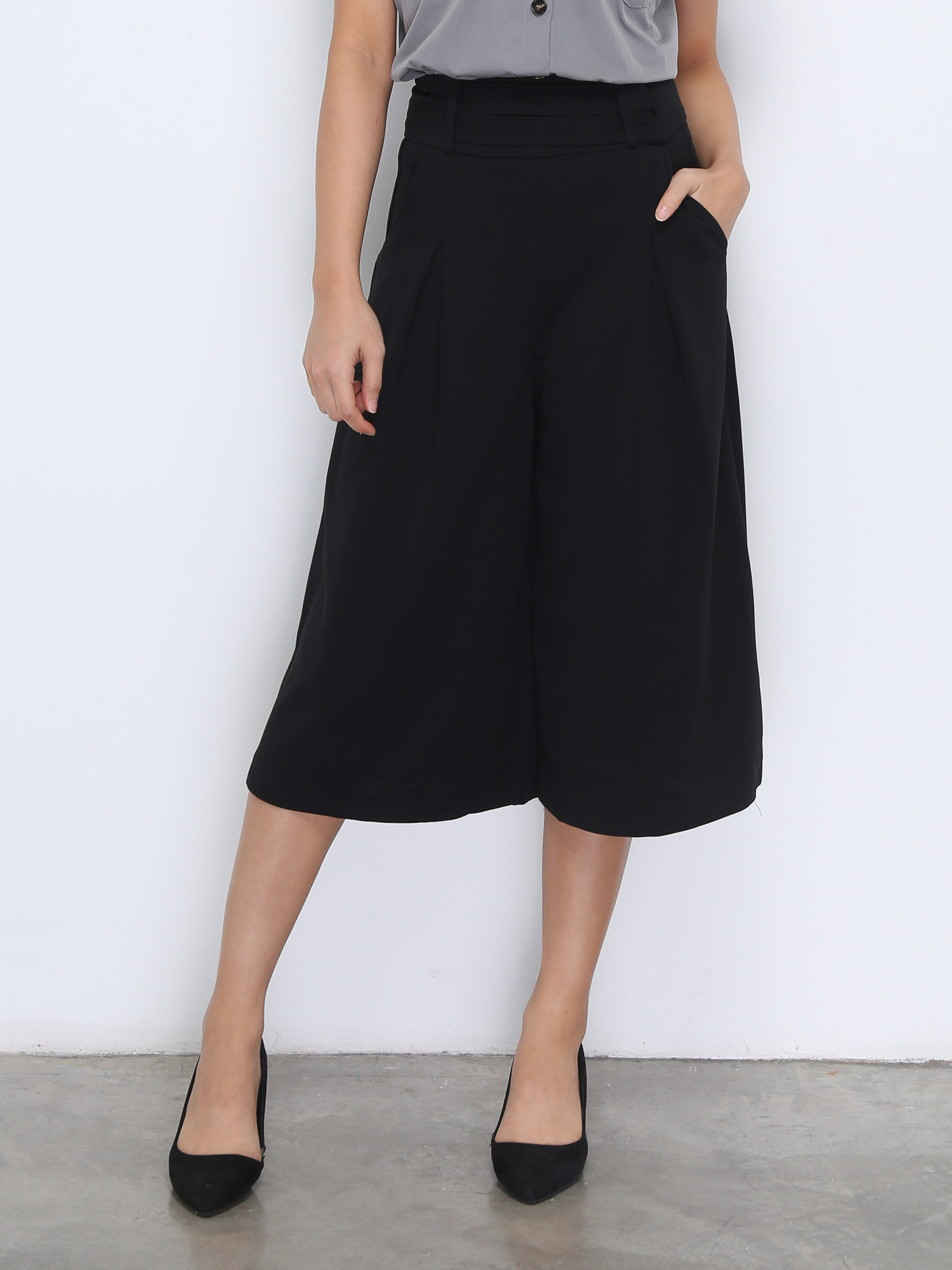 High Waist Back Zip Front Pocket Long Pant 37256