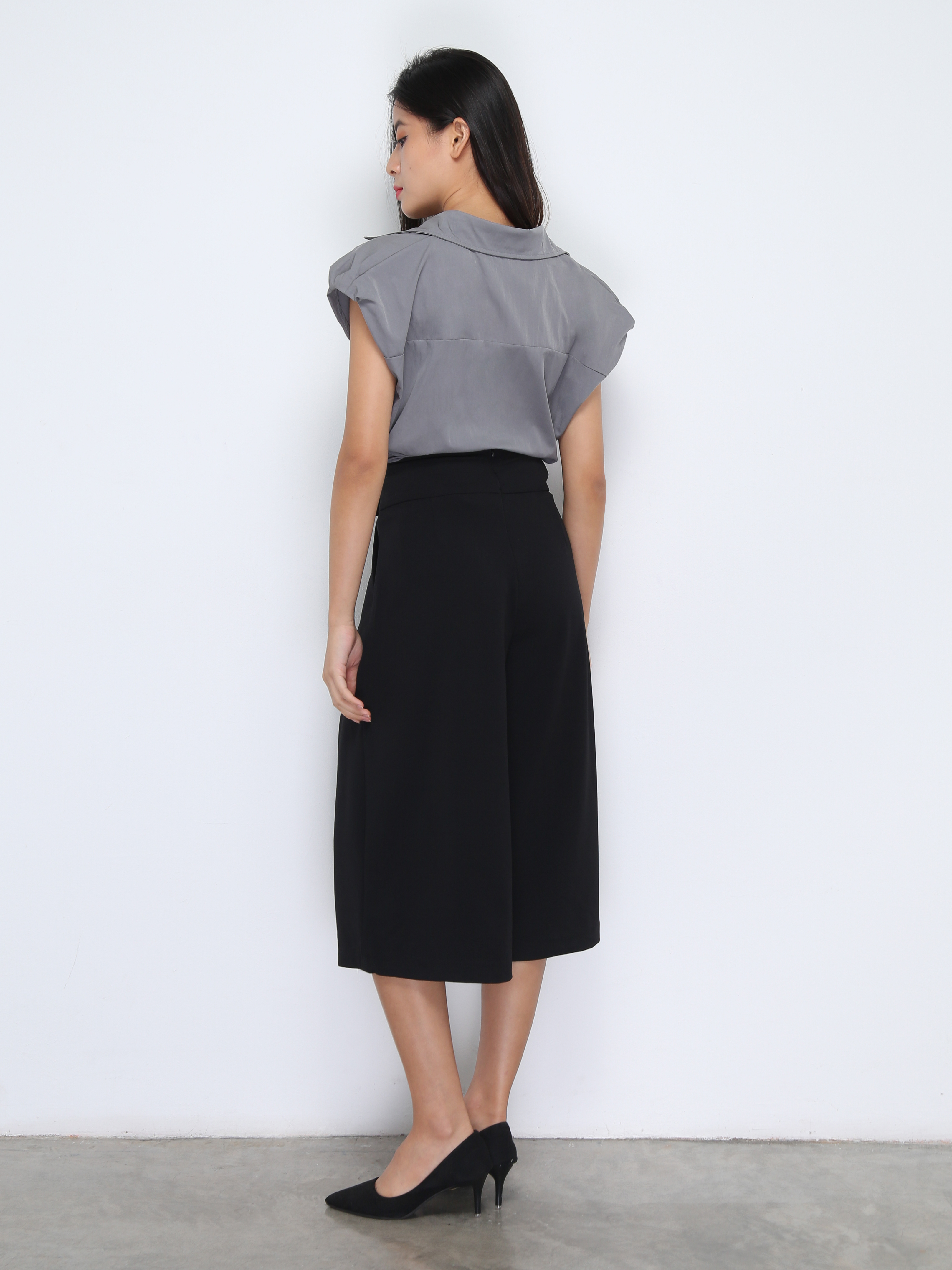 High Waist Back Zip Front Pocket Long Pant 37256