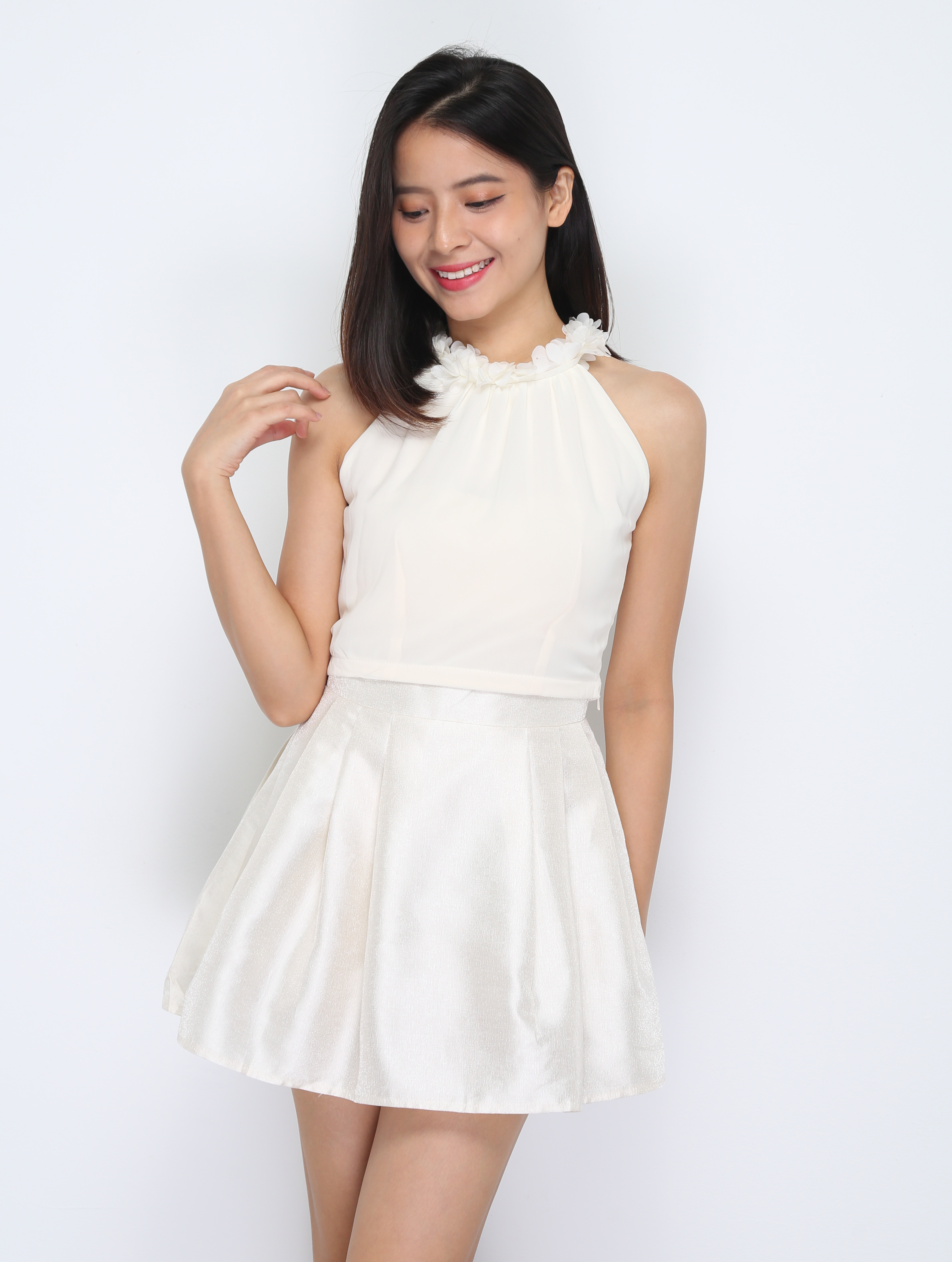 Sleeveless Top With Skirt Pant Set 37260