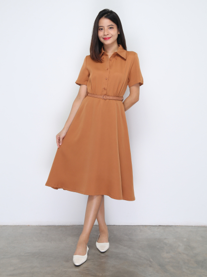 Short Sleeve Front Button Dress 37261