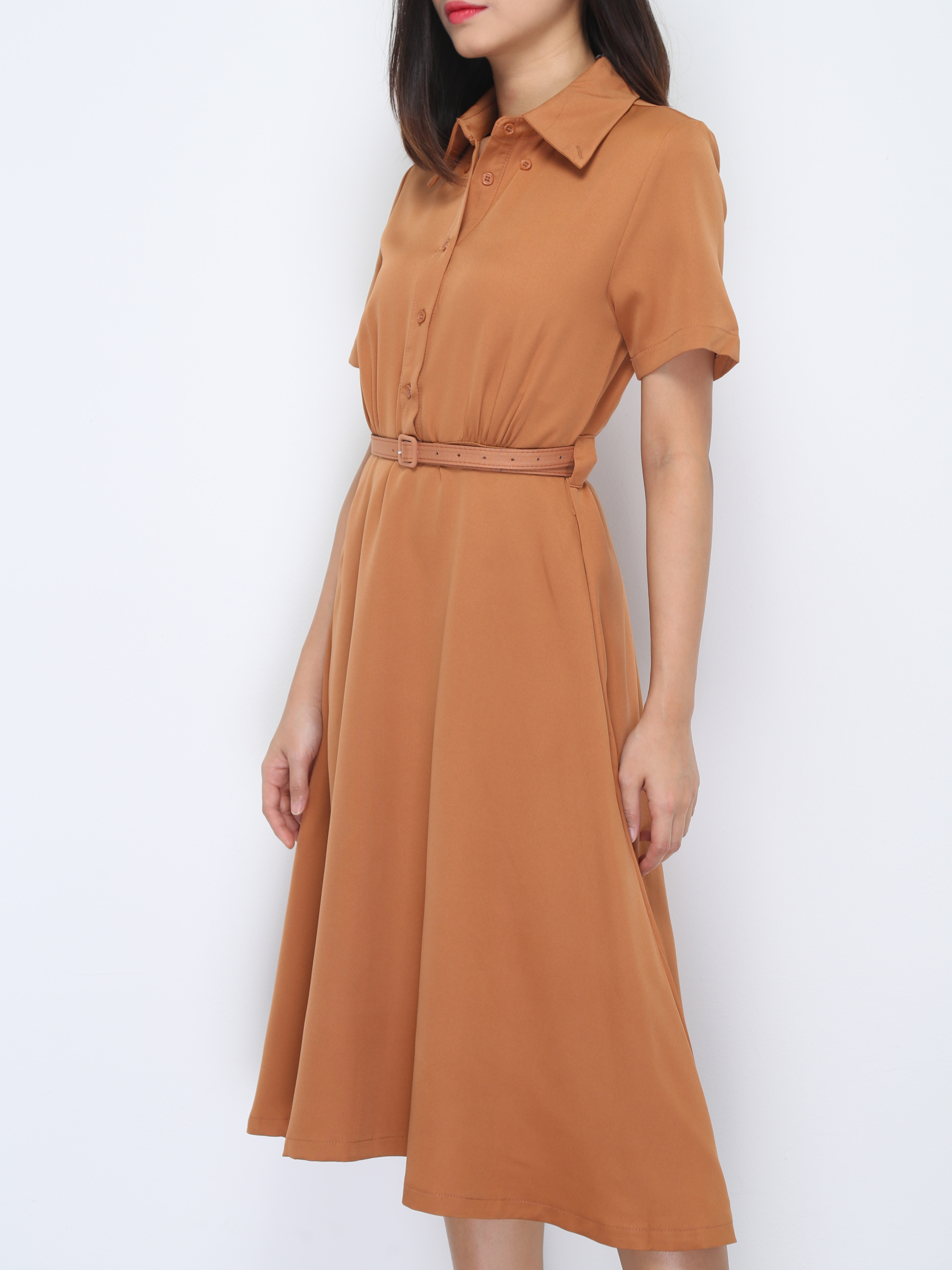 Short Sleeve Front Button Dress 37261