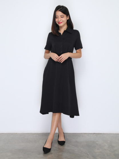 Short Sleeve Front Button Dress 37261