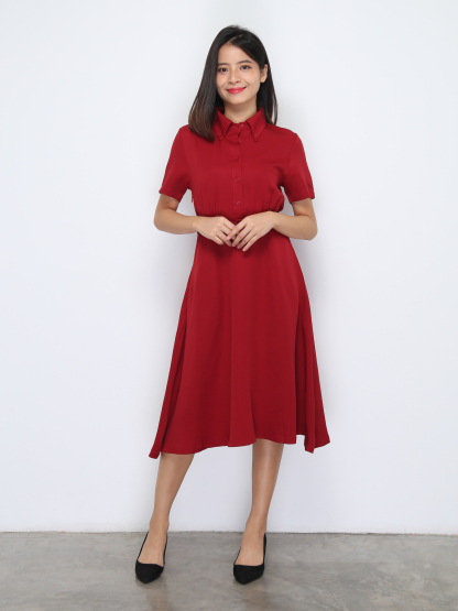 Short Sleeve Front Button Dress 37261