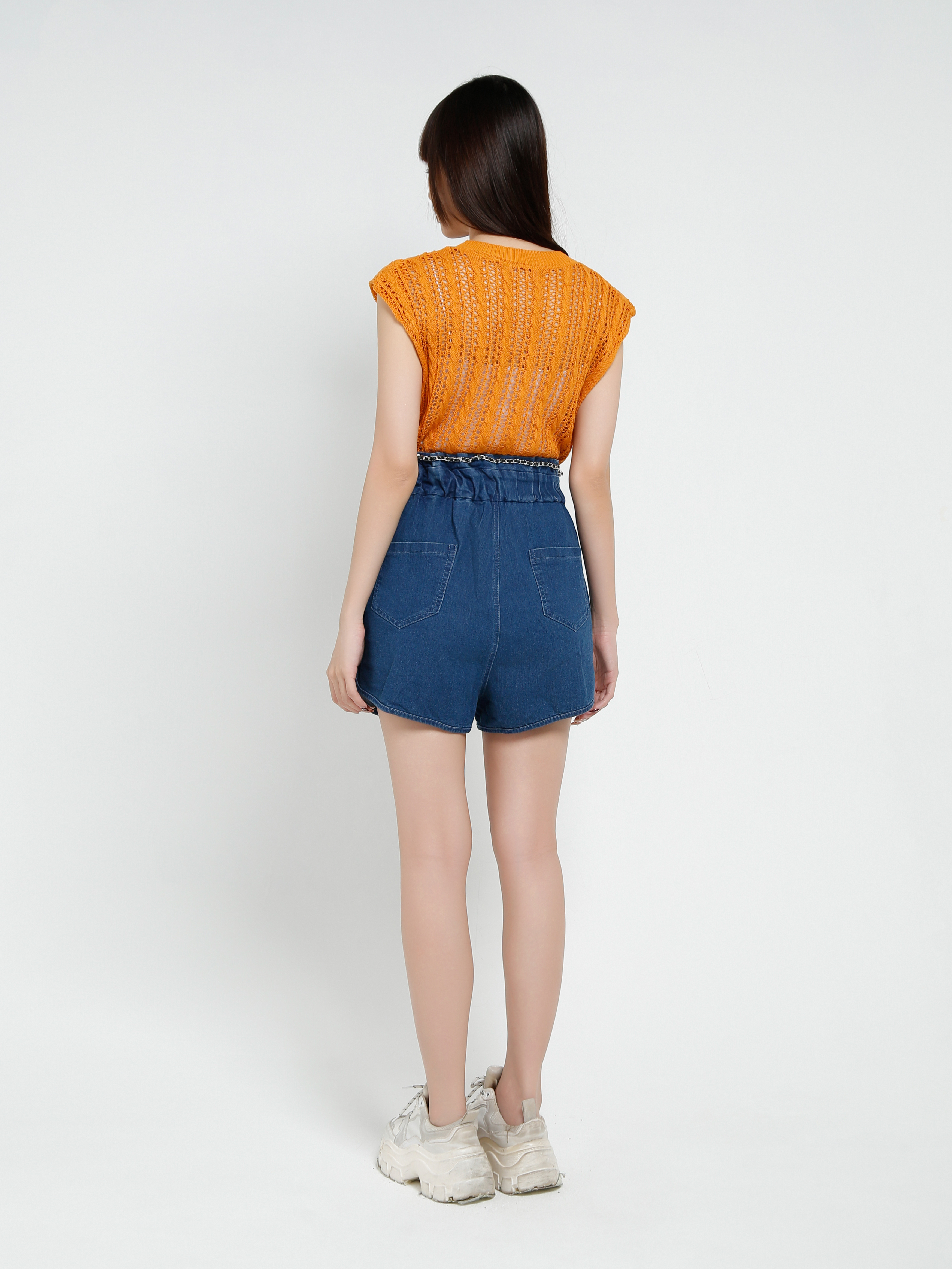 Denim High Waist Side Pocket Short Pant 37493