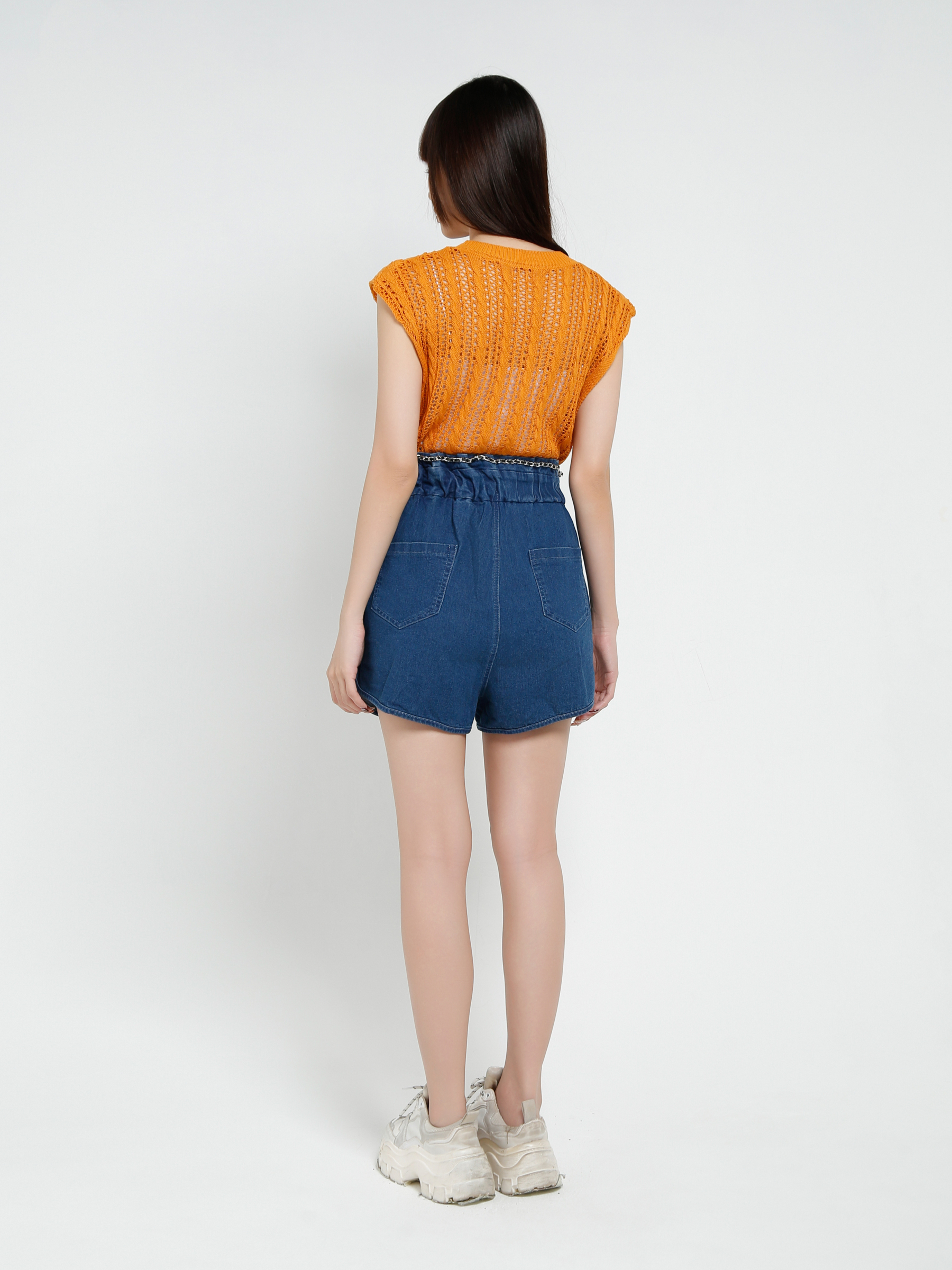 Denim High Waist Side Pocket Short Pant 37493