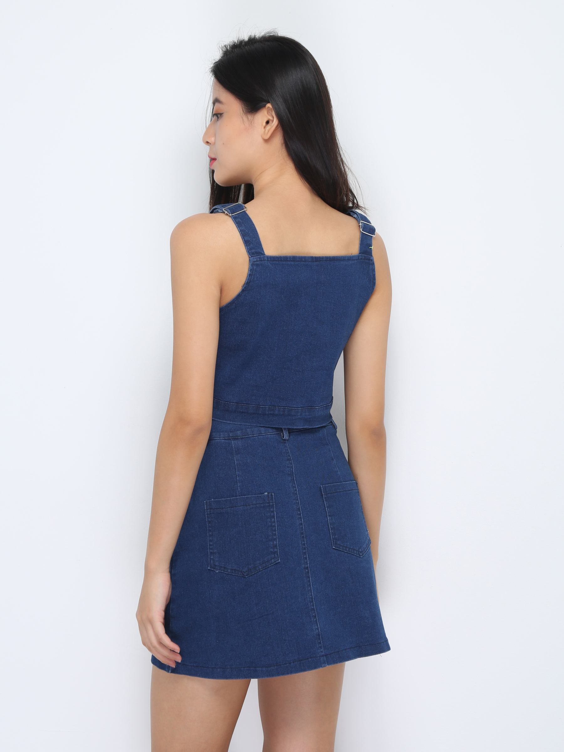 Denim Sleeveless Top With Skirt pant Set 37278