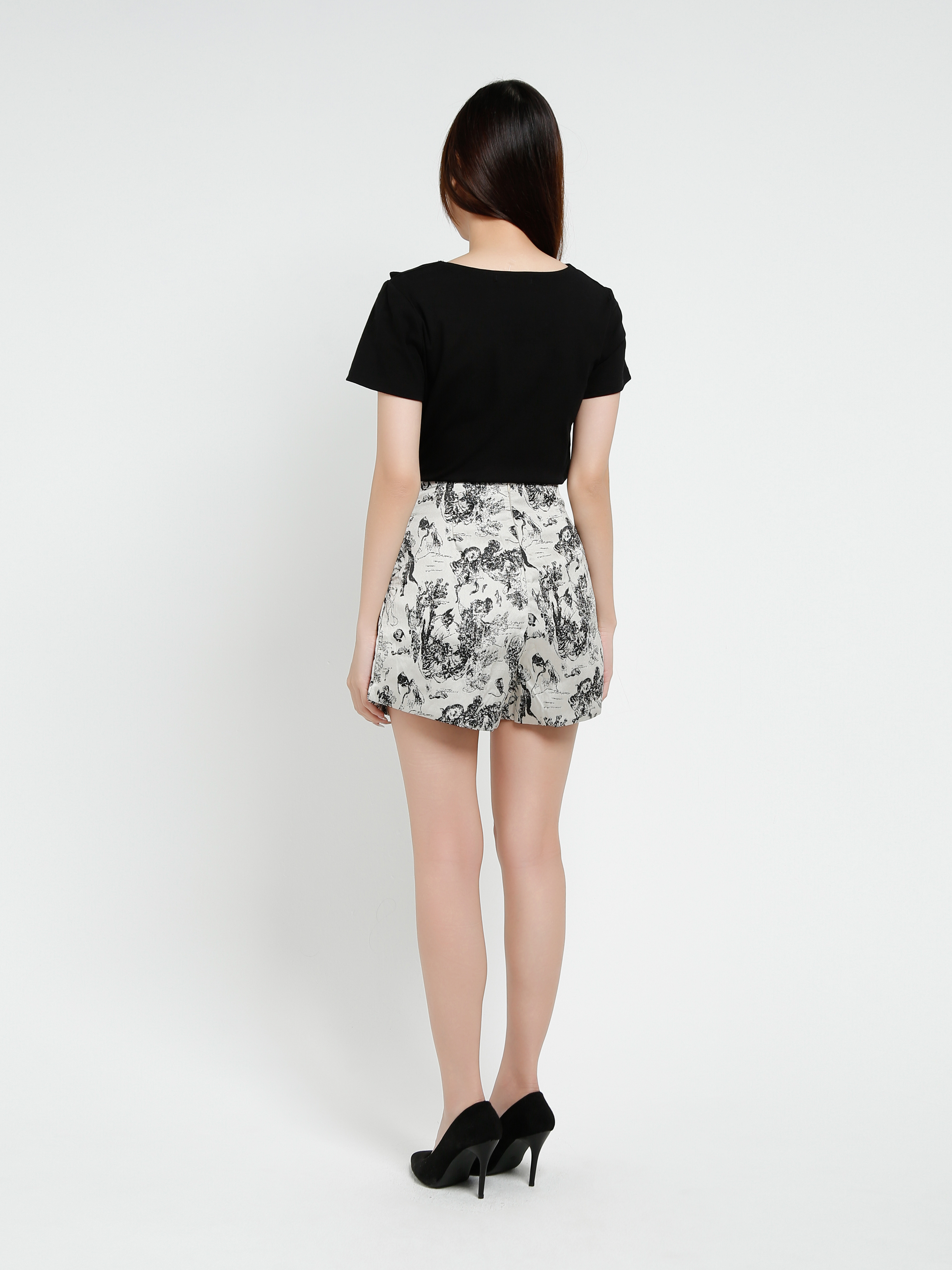 High Waist Back Zip Side Pocket Short Pant 37353