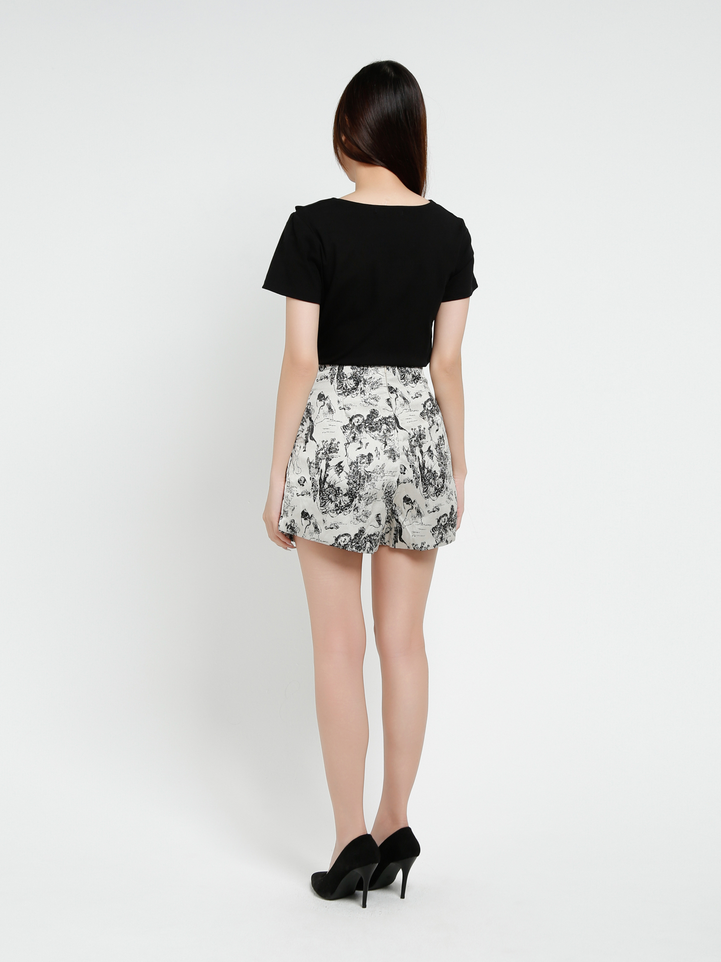 High Waist Back Zip Side Pocket Short Pant 37353