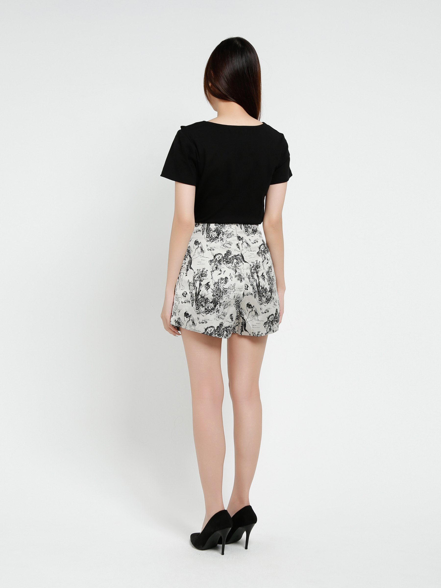 High Waist Back Zip Side Pocket Short Pant 37353