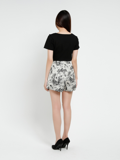 High Waist Back Zip Side Pocket Short Pant 37353