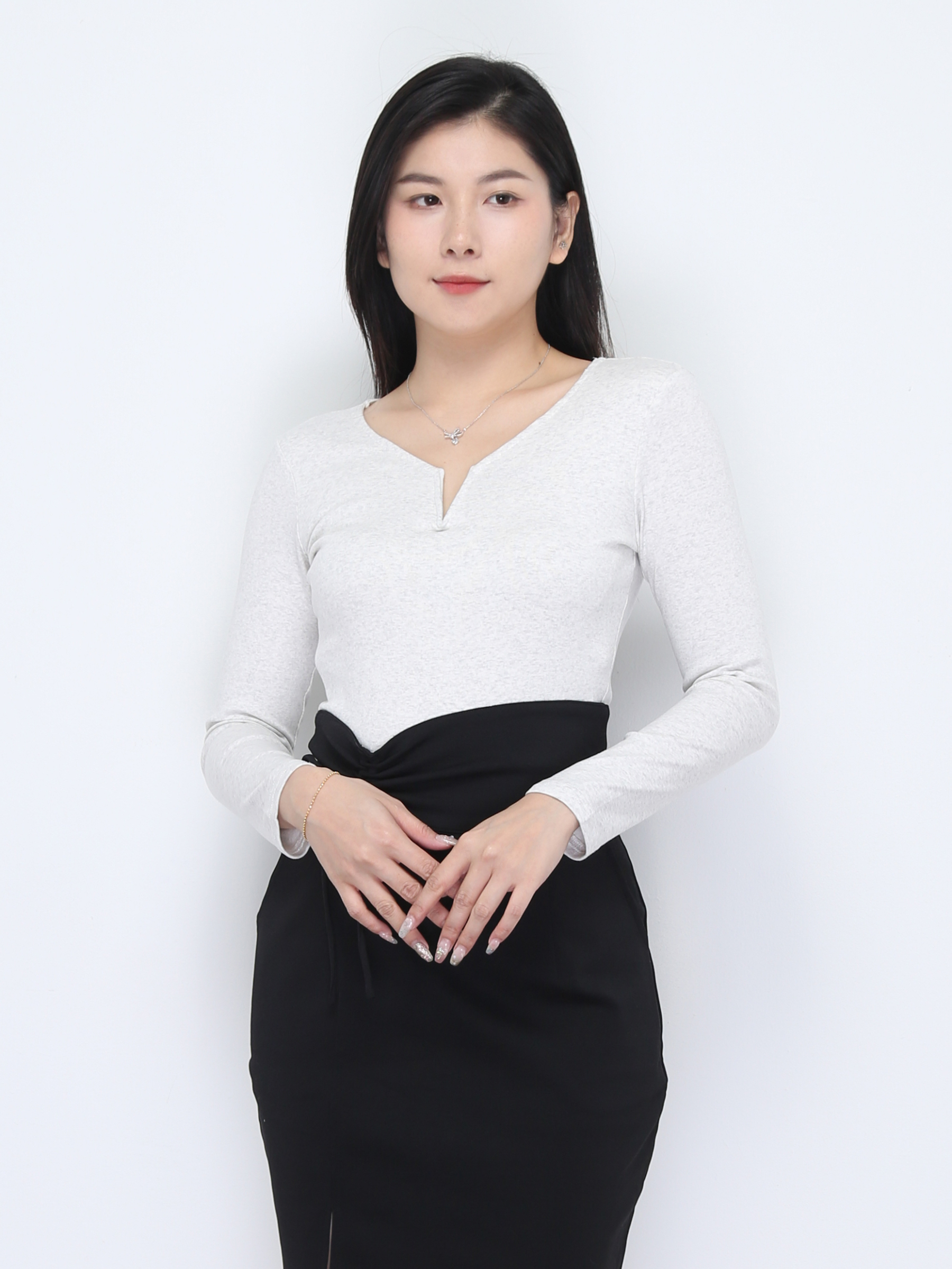 Long Sleeve V Neck Top 37342