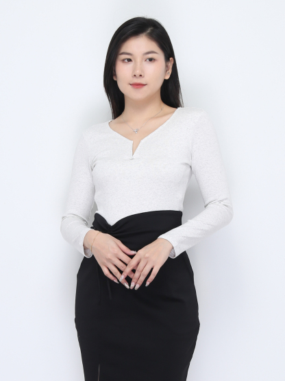 Long Sleeve V Neck Top 37342