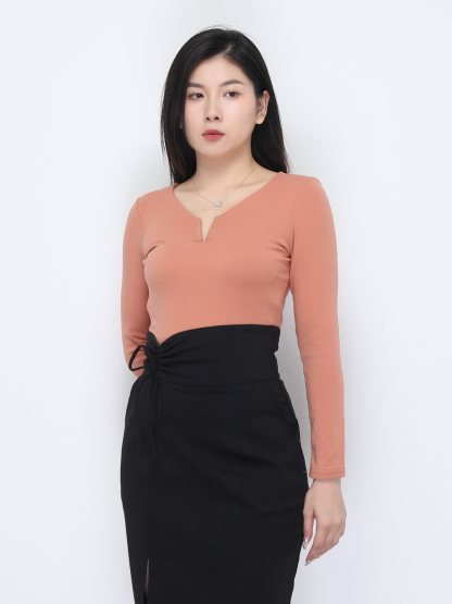 Long Sleeve V Neck Top 37342