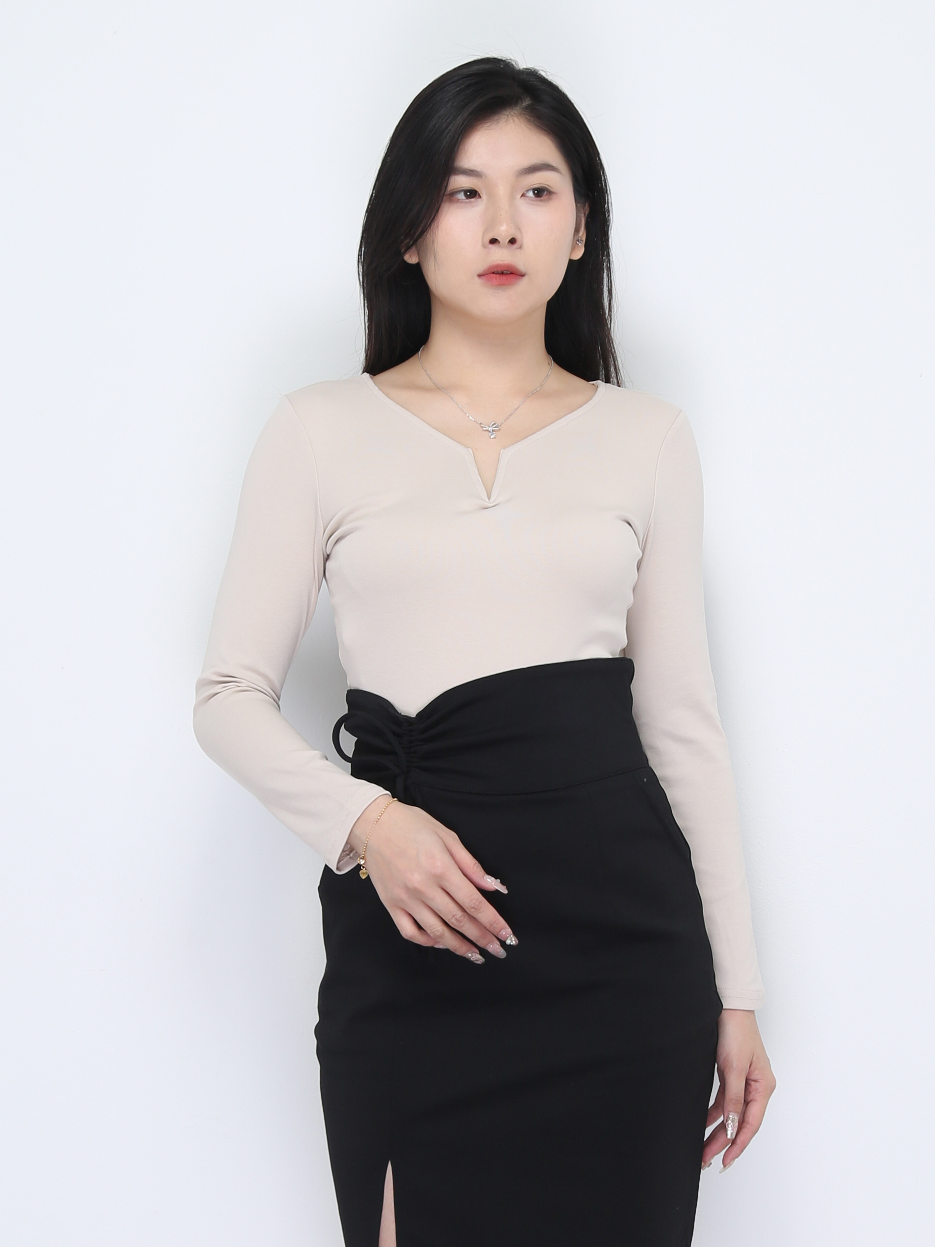 Long Sleeve V Neck Top 37342