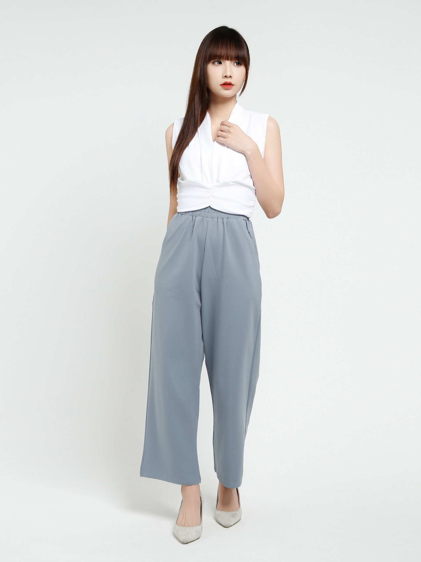 Elastic Waist Side Pocket Long Pant 37367