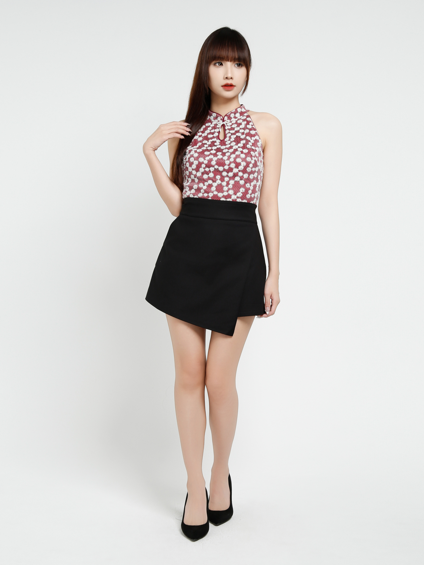 Lace Sleeveless Back Zip Top 37345