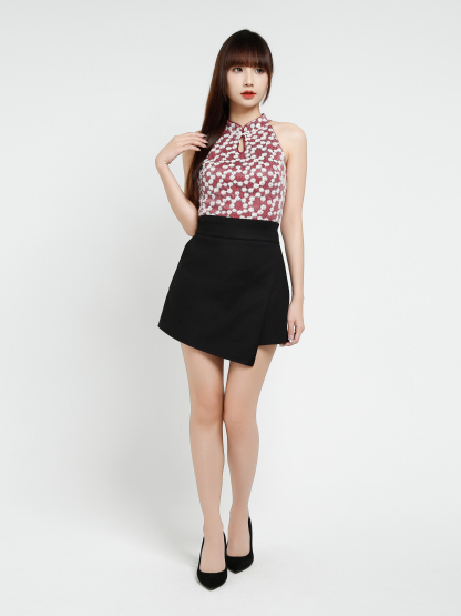 Lace Sleeveless Back Zip Top 37345