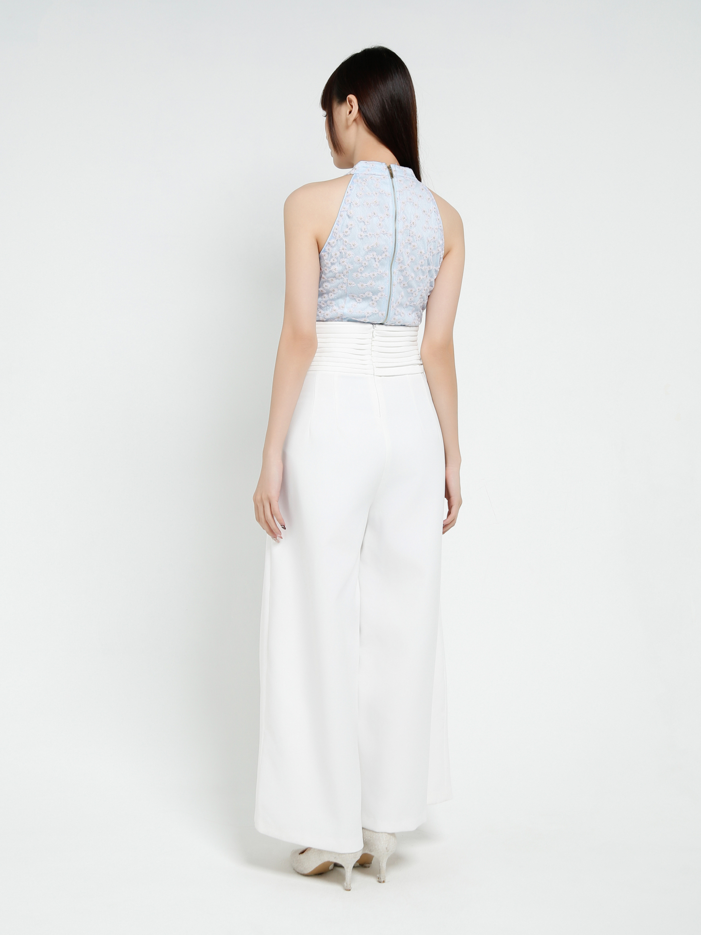 Lace Sleeveless Back Zip Top 37345