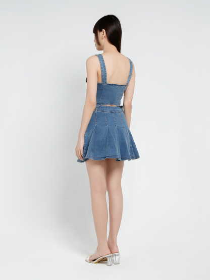 Denim Sleeveless Front Zip Dress 37349