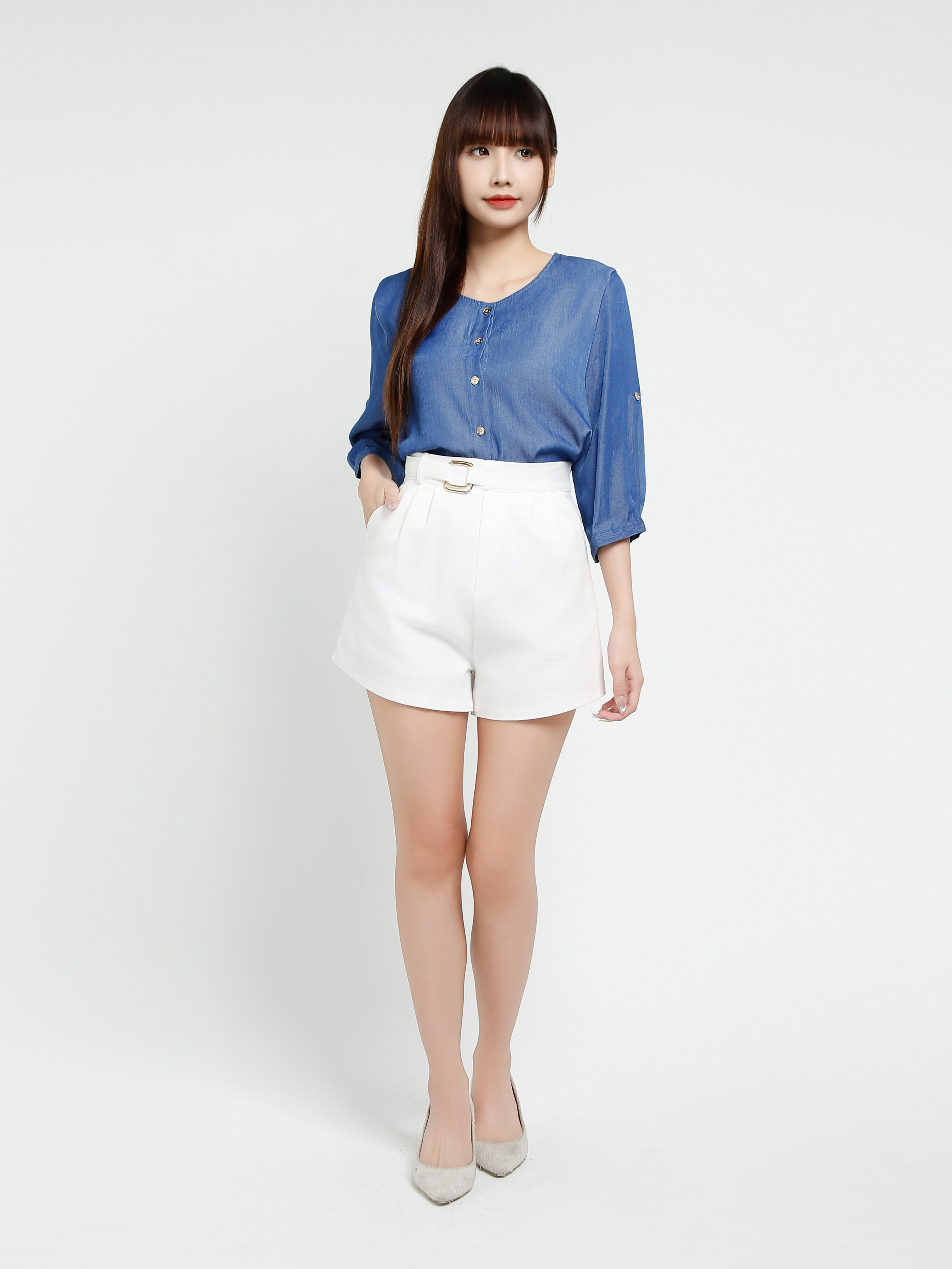 Long Sleeve Front Button Top 37366