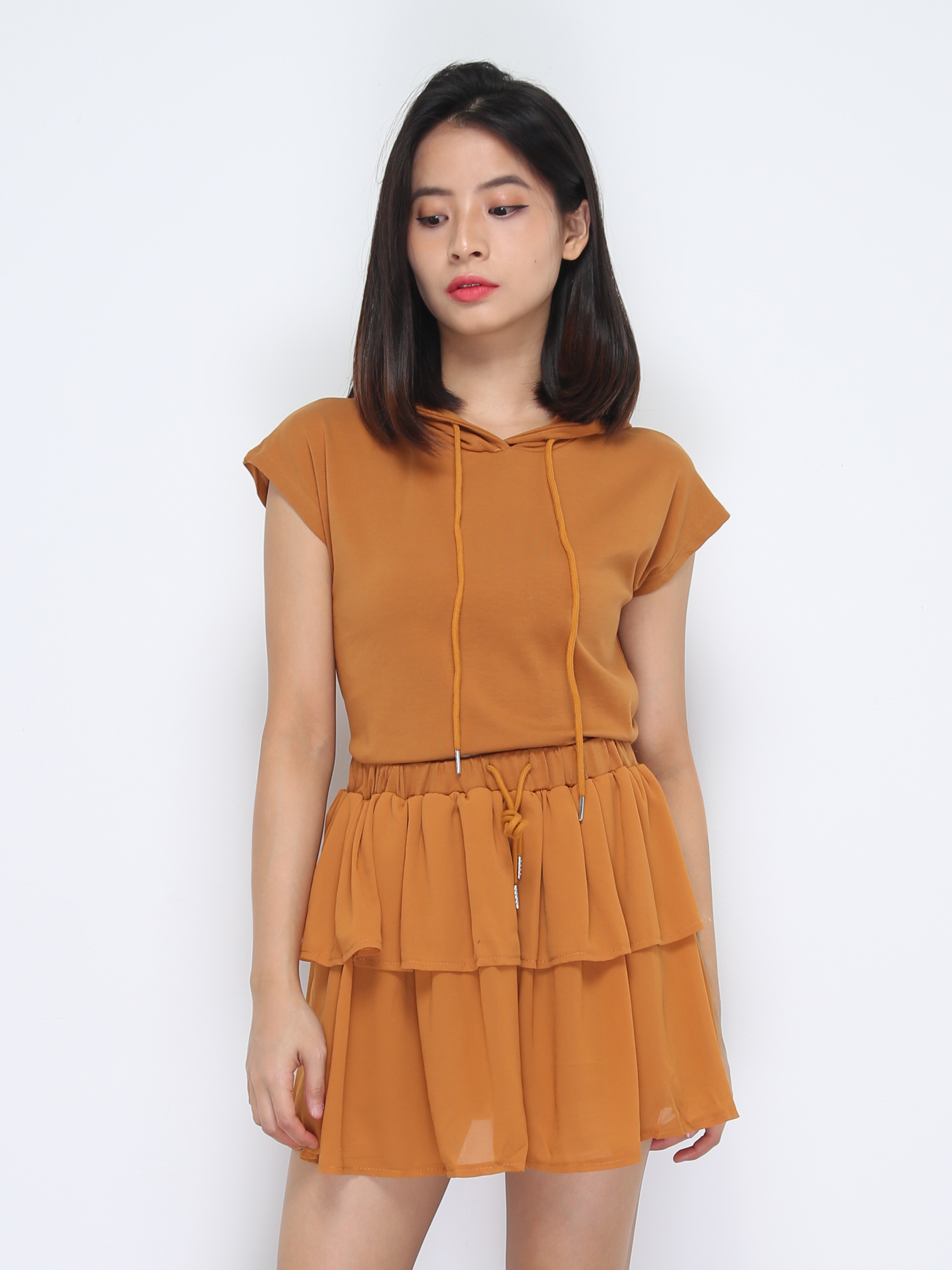 Sleeveless Hoodie With Skirt Set 37376