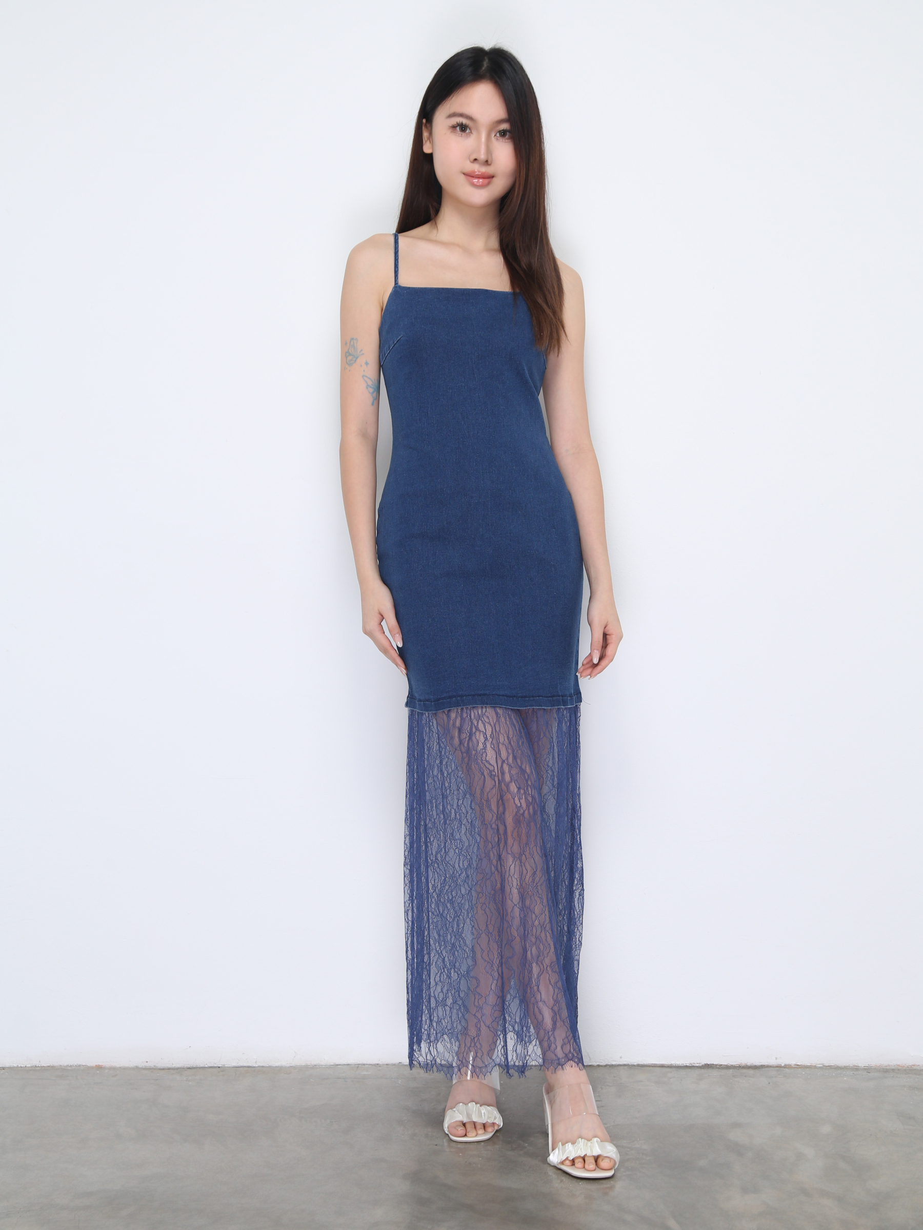Denim With Lace Dress 37382