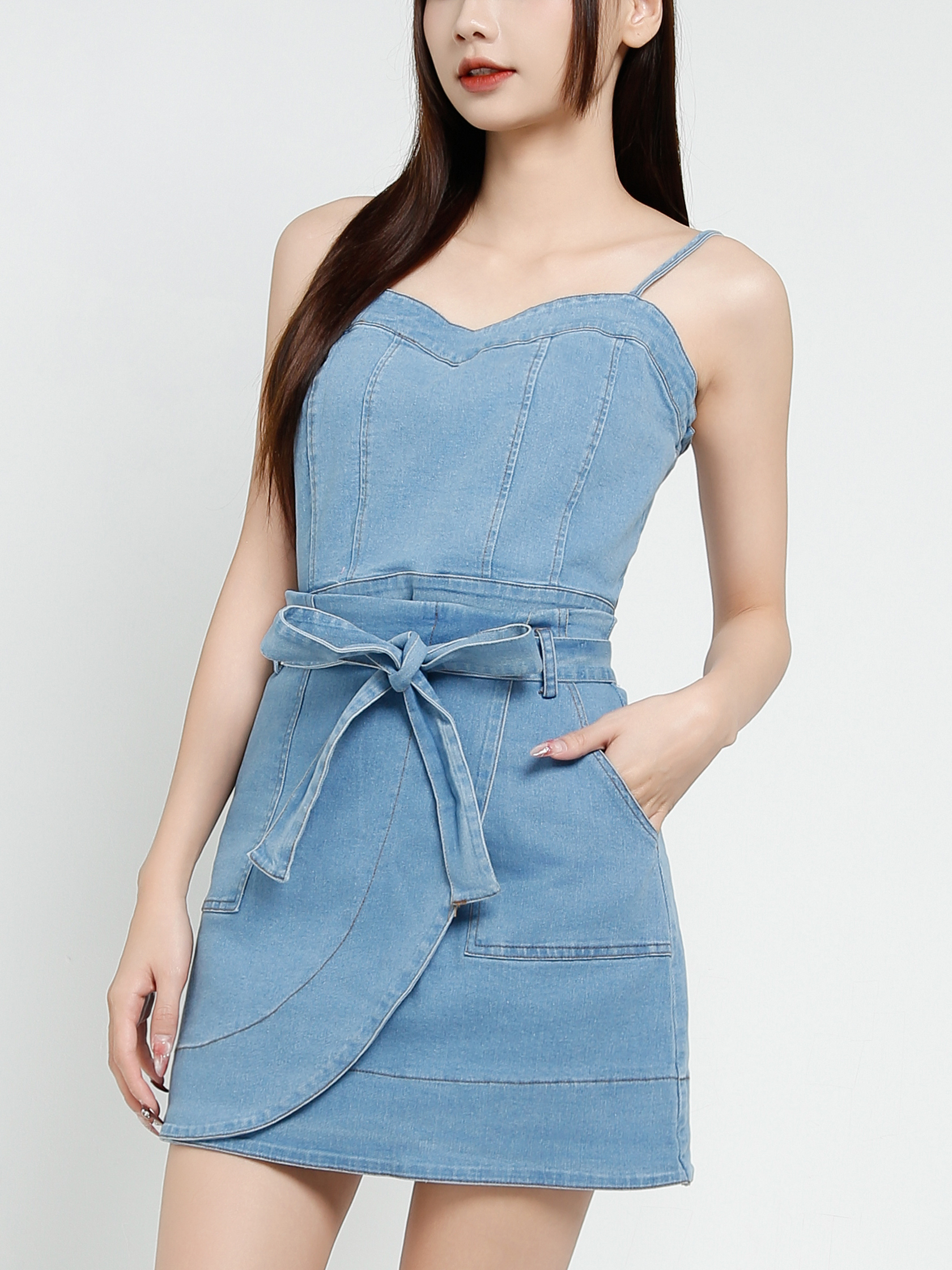 Denim Sleeveless Top With Skirt Set 37456