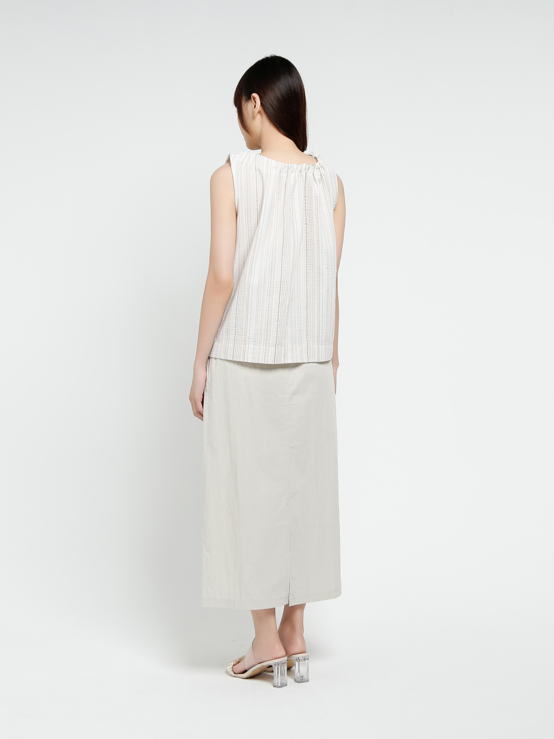 Drawstring Waist Side Pocket Long Skirt 37460