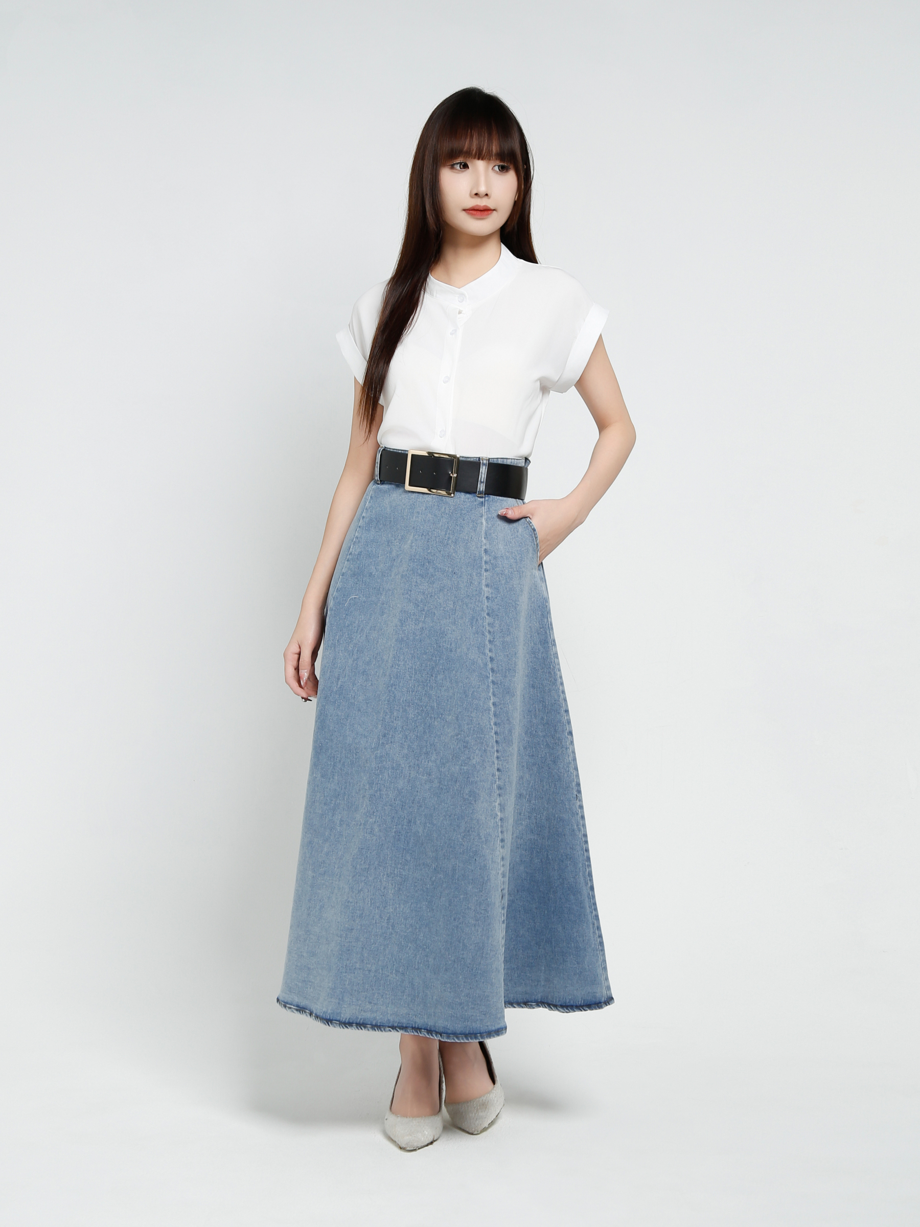Denim A Line Skirt 37610